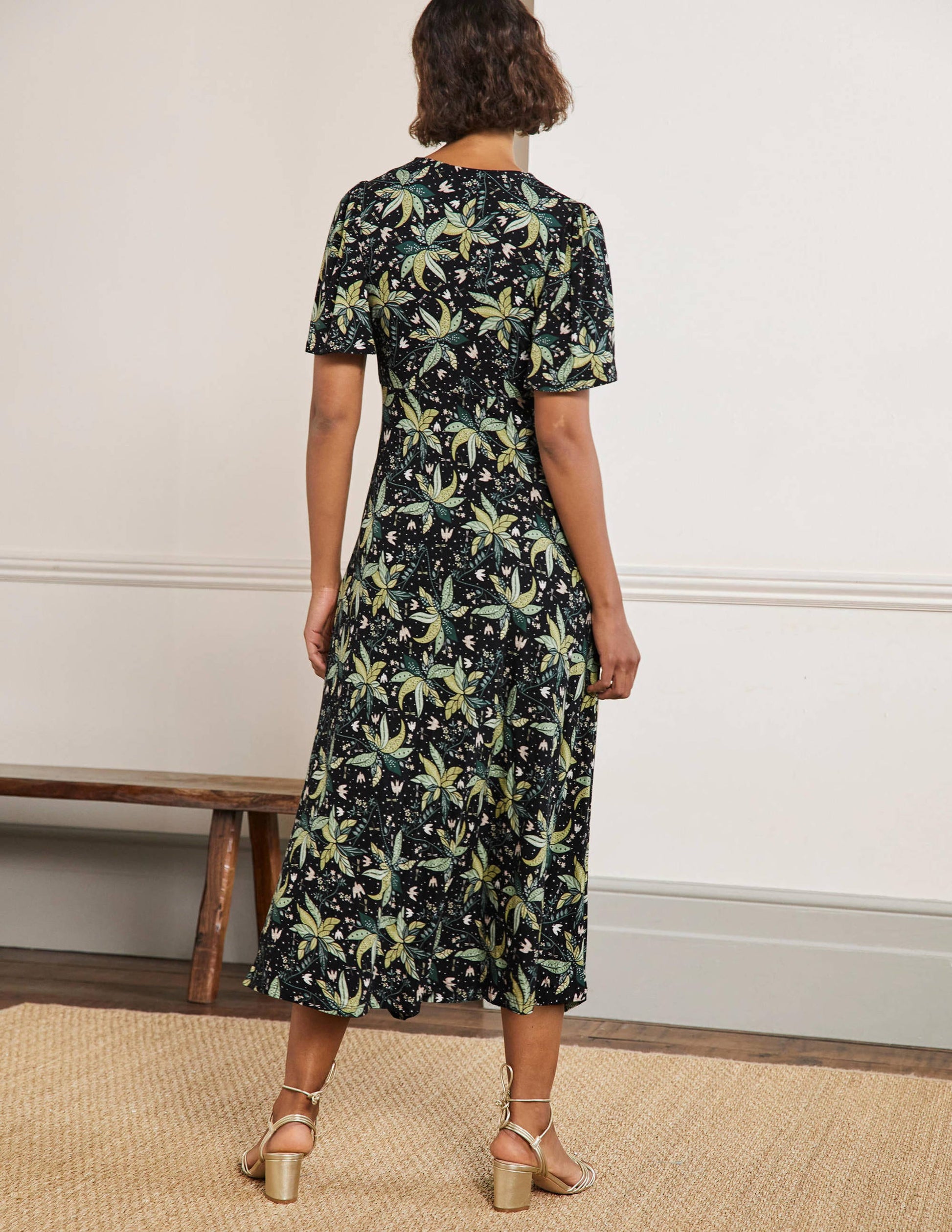 Jersey-Midikleid-Schwarz, Orientalisches Muster-3