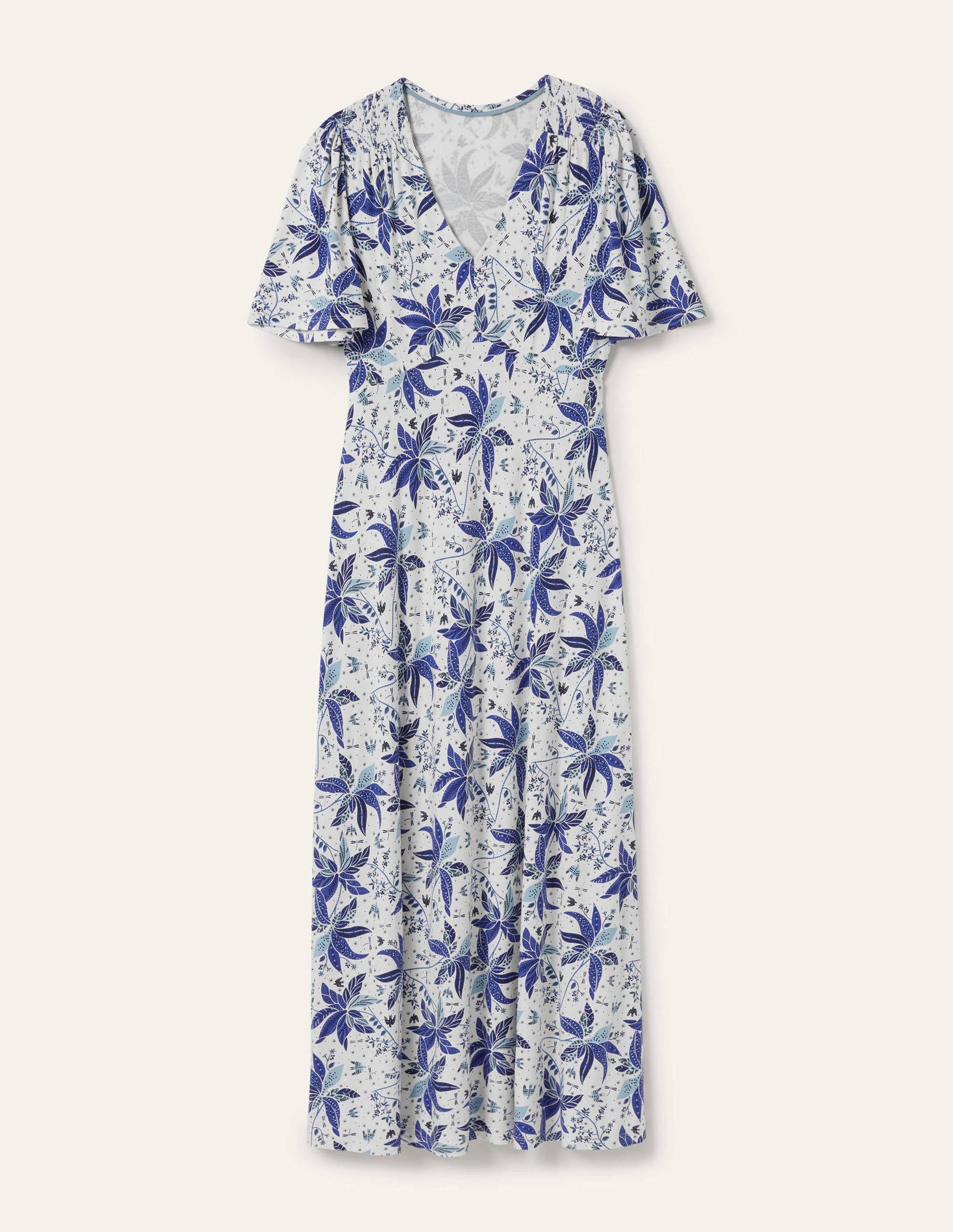Jersey-Midikleid-Blau, Orientalisches Muster-5