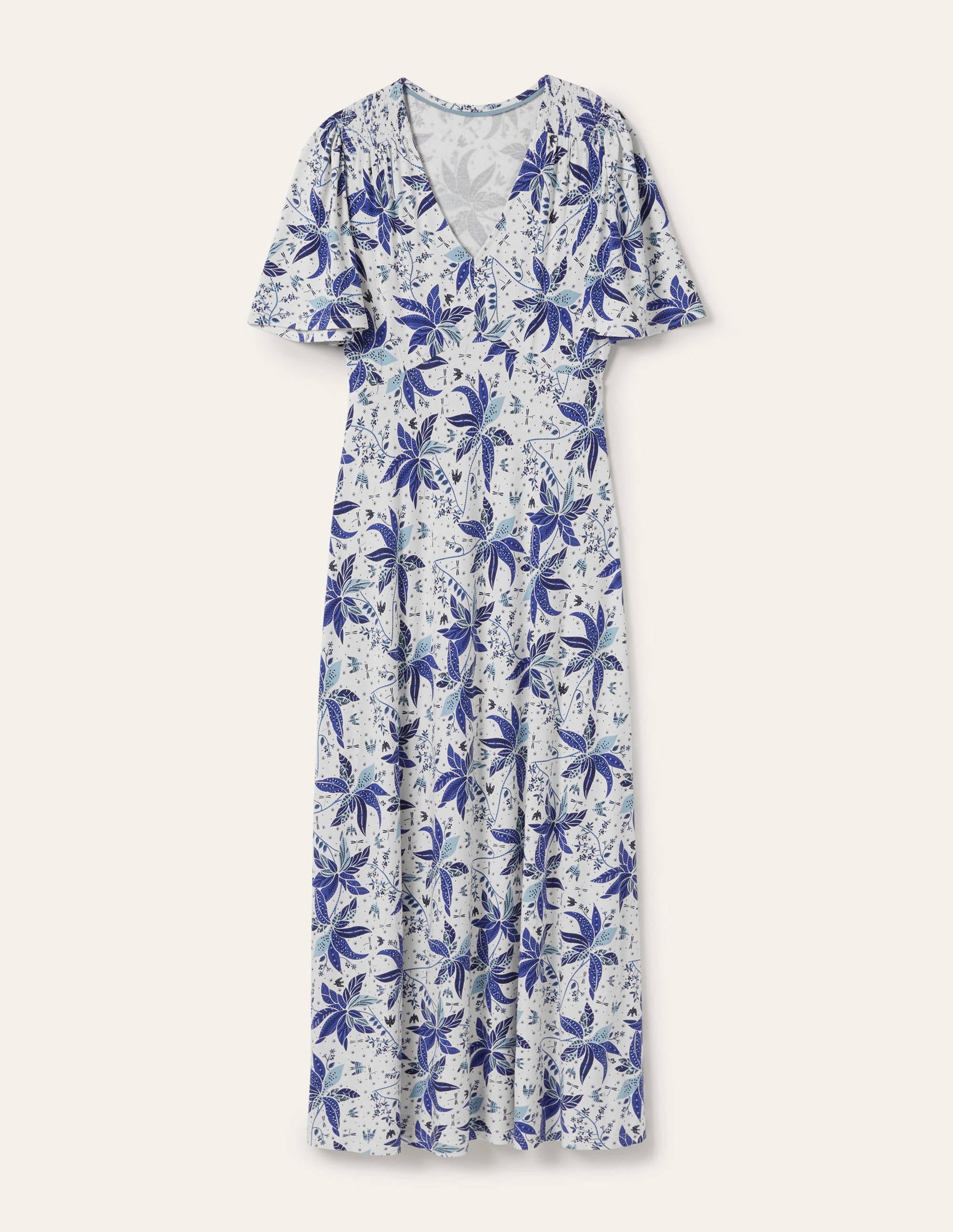 Jersey-Midikleid-Blau, Orientalisches Muster - Image 5