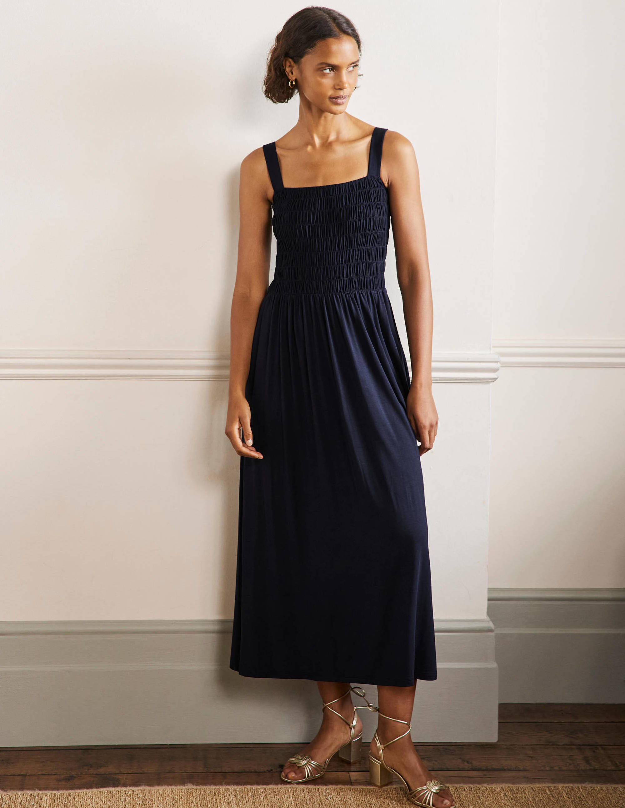 Robe longue Peggy en jersey-Bleu marine - Image 1