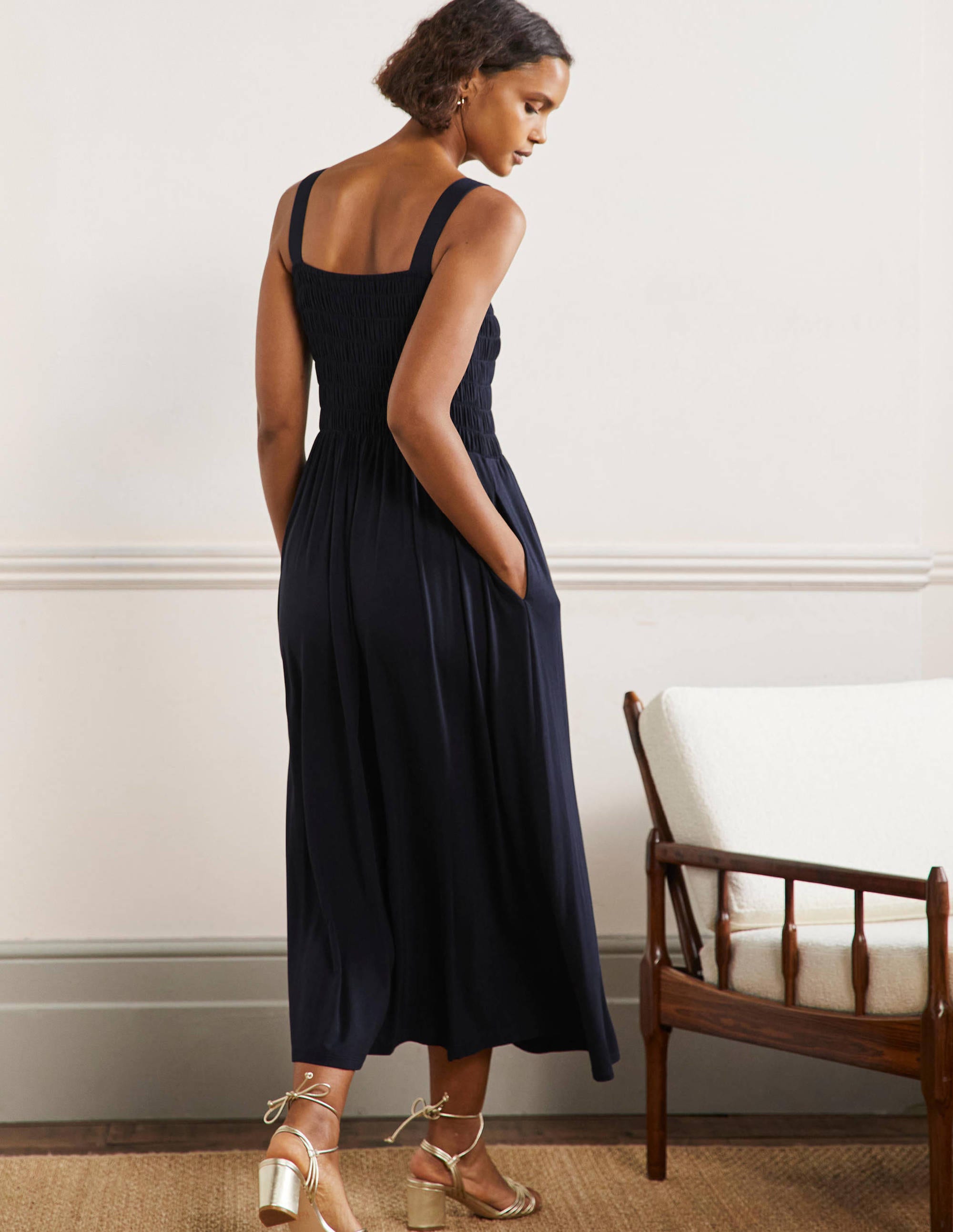 Robe longue Peggy en jersey-Bleu marine - Image 3