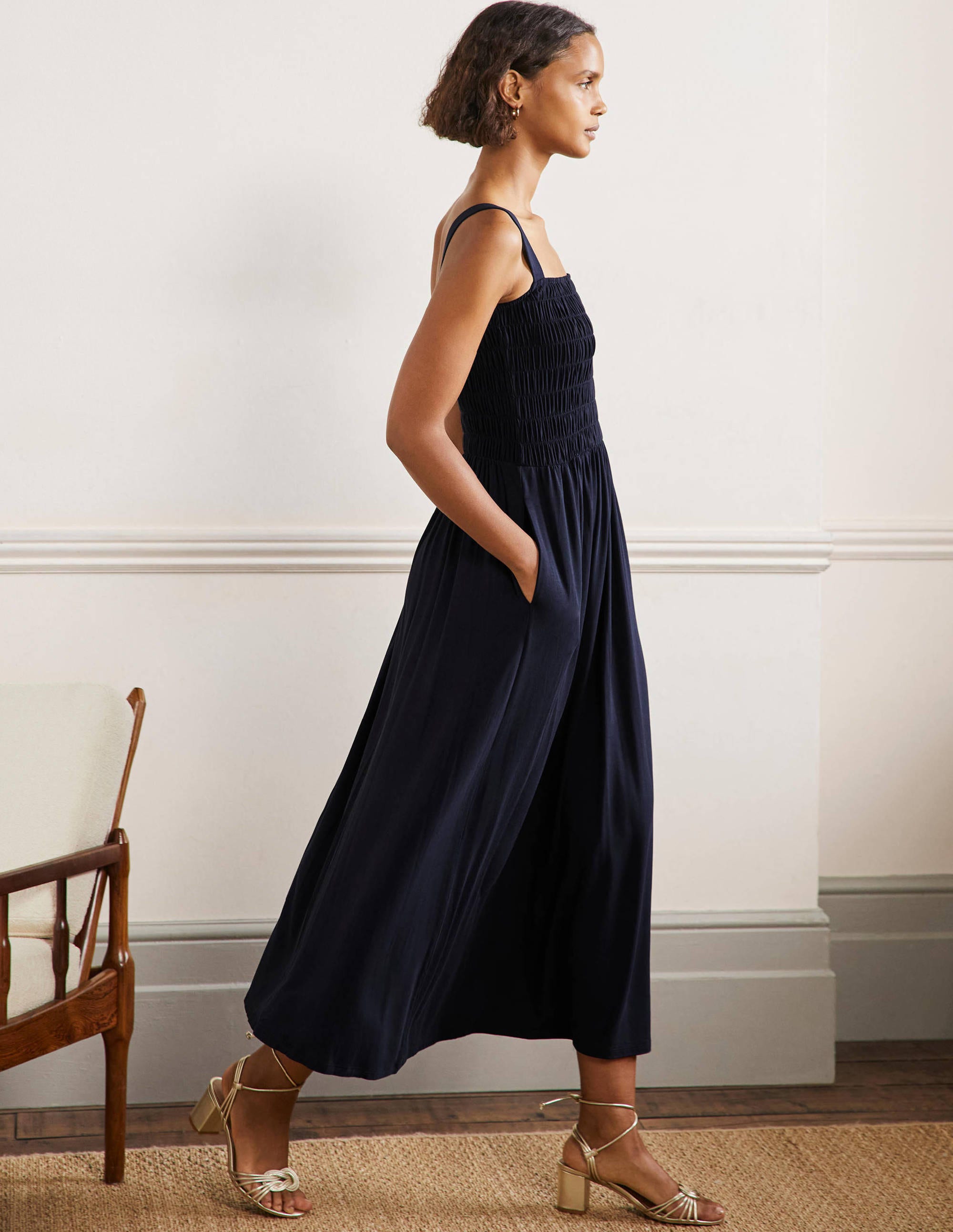 Robe longue Peggy en jersey-Bleu marine - Image 4