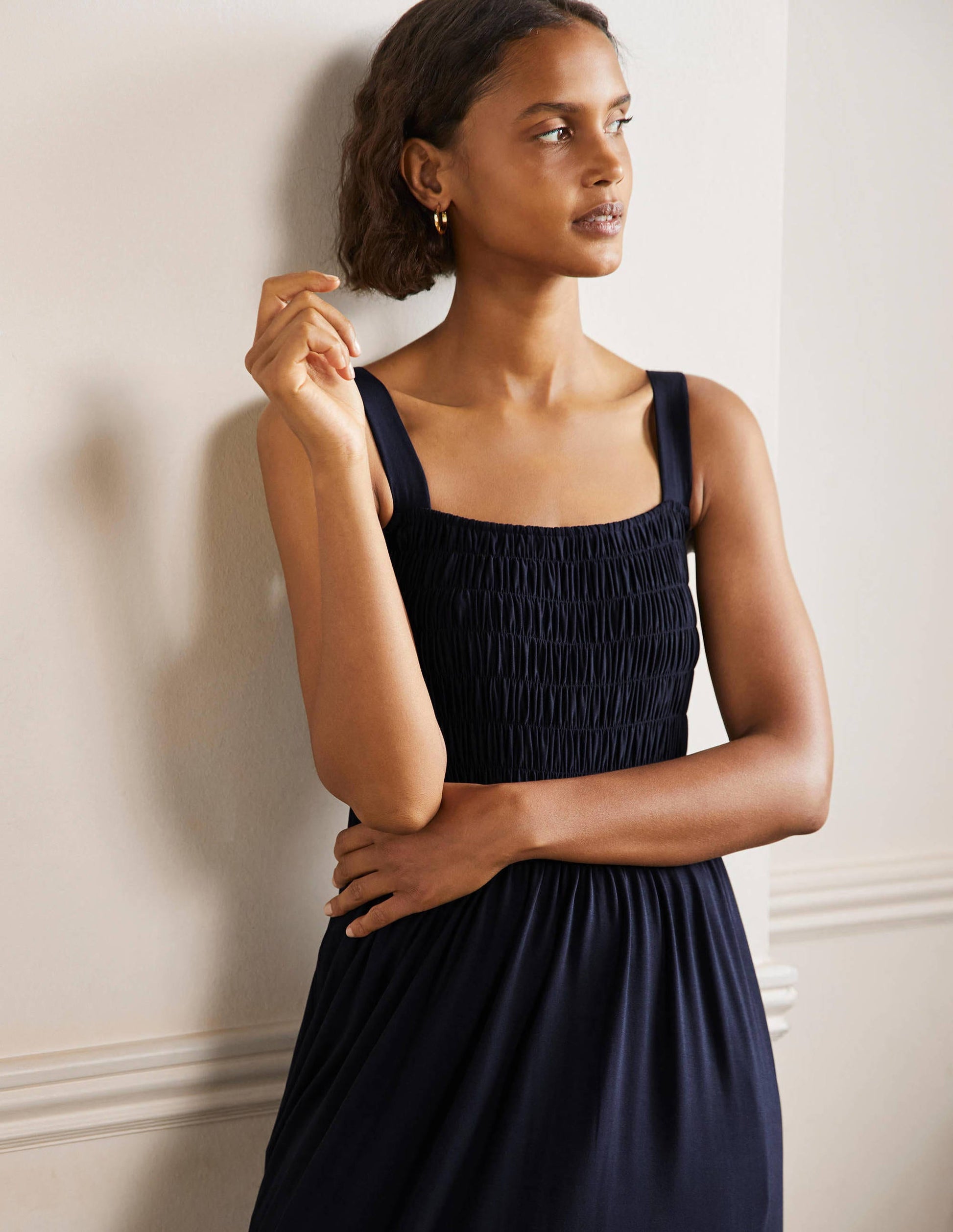 Robe longue Peggy en jersey-Bleu marine-5