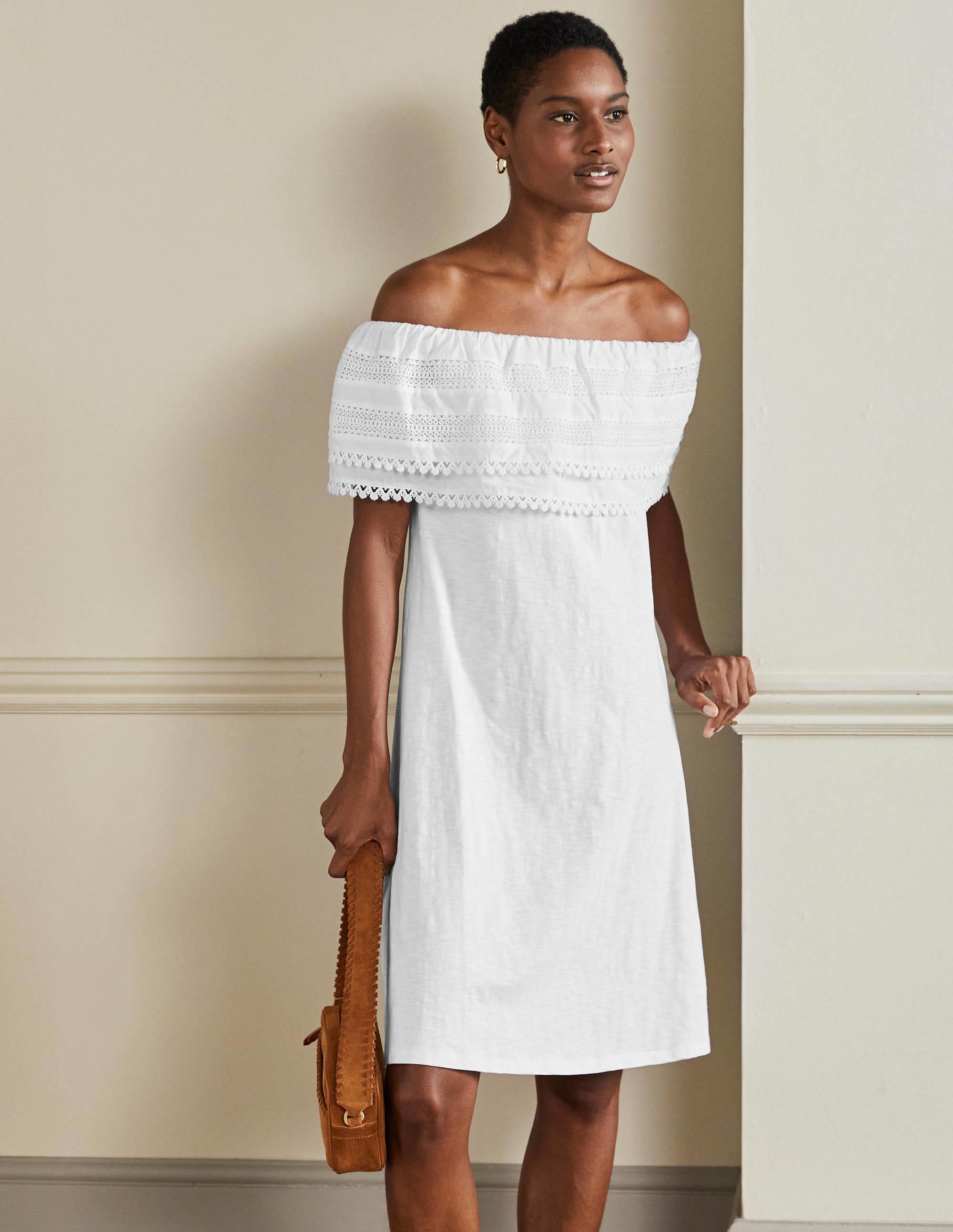 Robe volantée en jersey-Blanc - Image 1