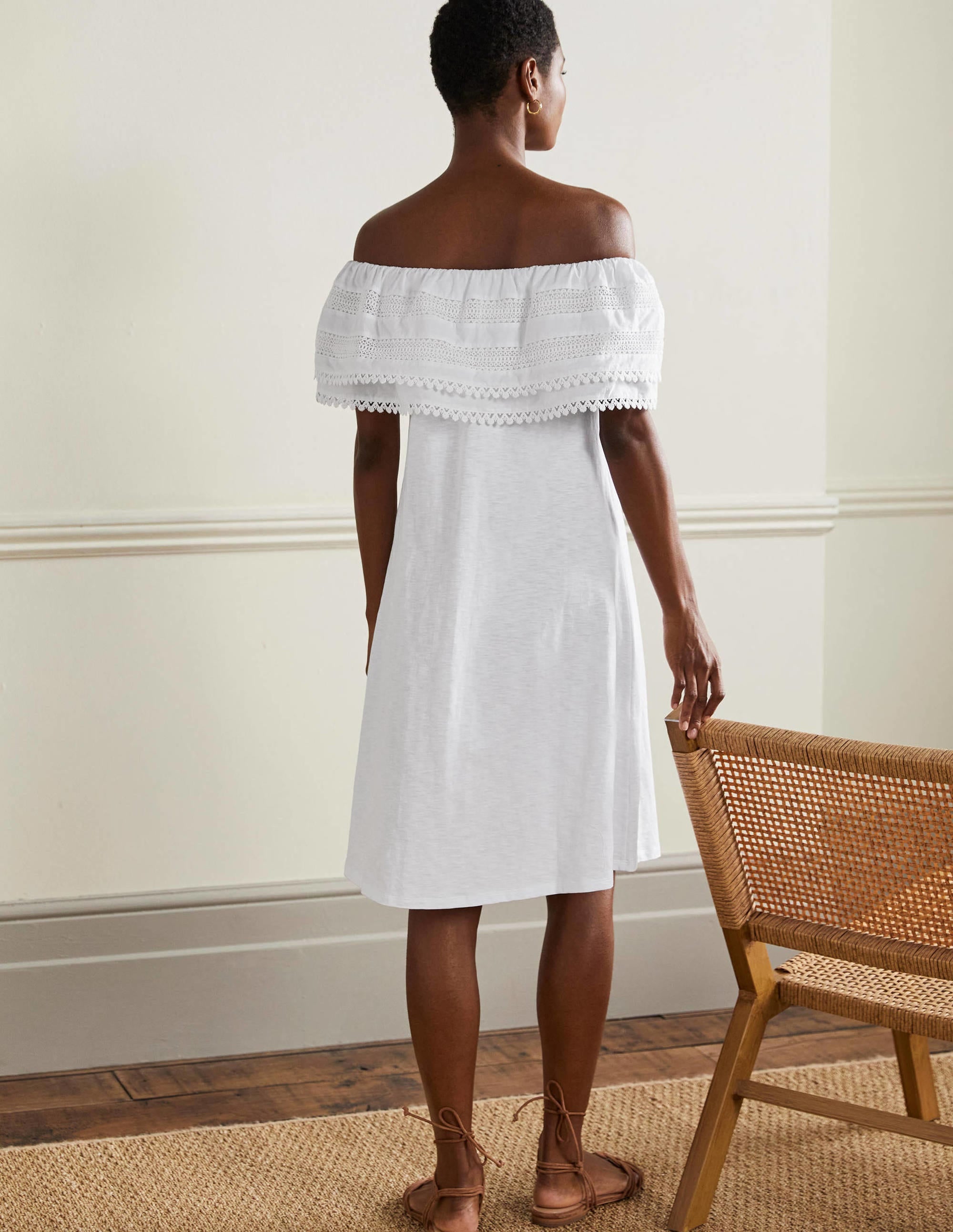Robe volantée en jersey-Blanc - Image 3