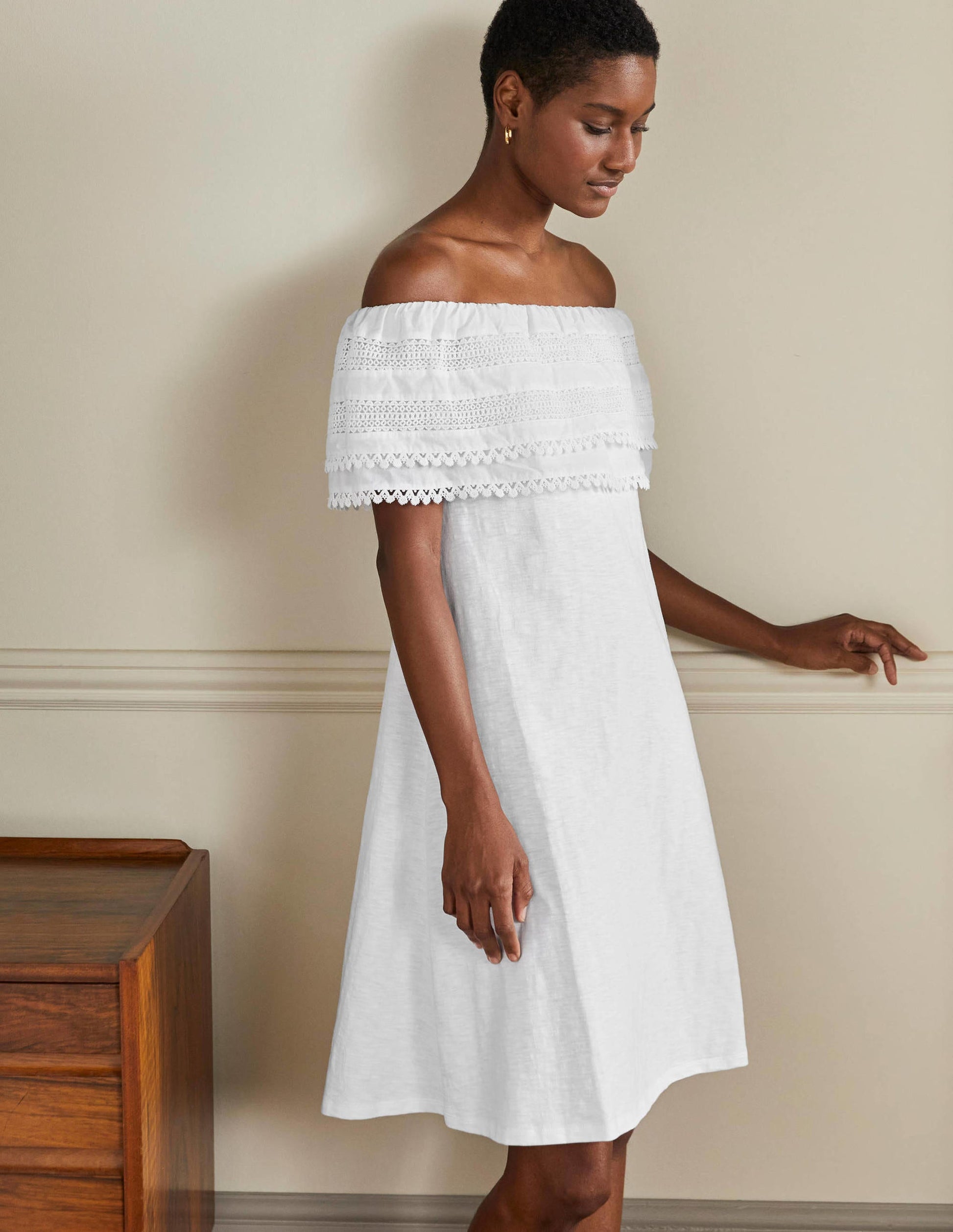 Robe volantée en jersey-Blanc-4