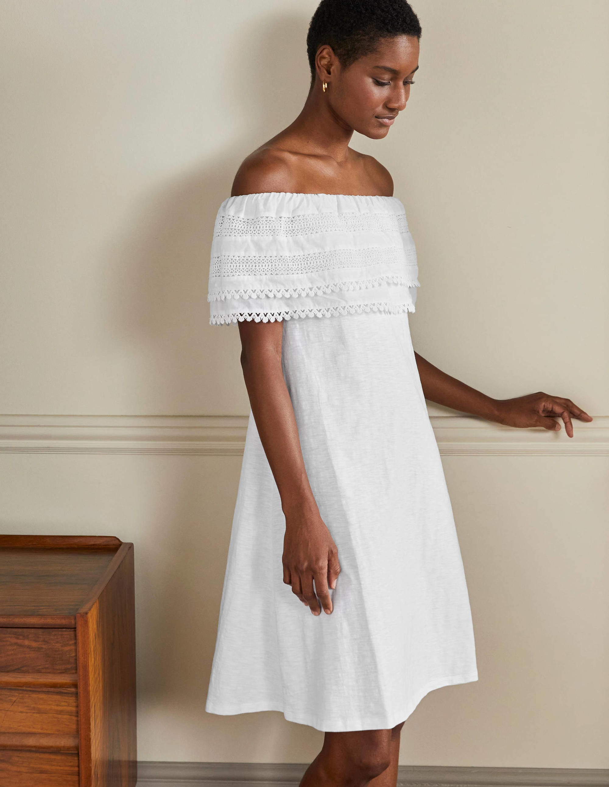 Robe volantée en jersey-Blanc - Image 4