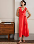 Saskia Maxi-Wickelkleid aus Jersey-Kirschrot