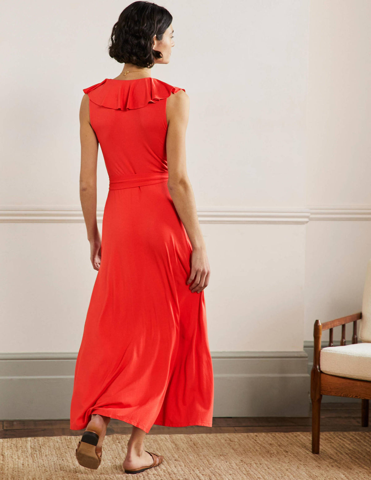 Saskia Maxi-Wickelkleid aus Jersey-Kirschrot - Image 3