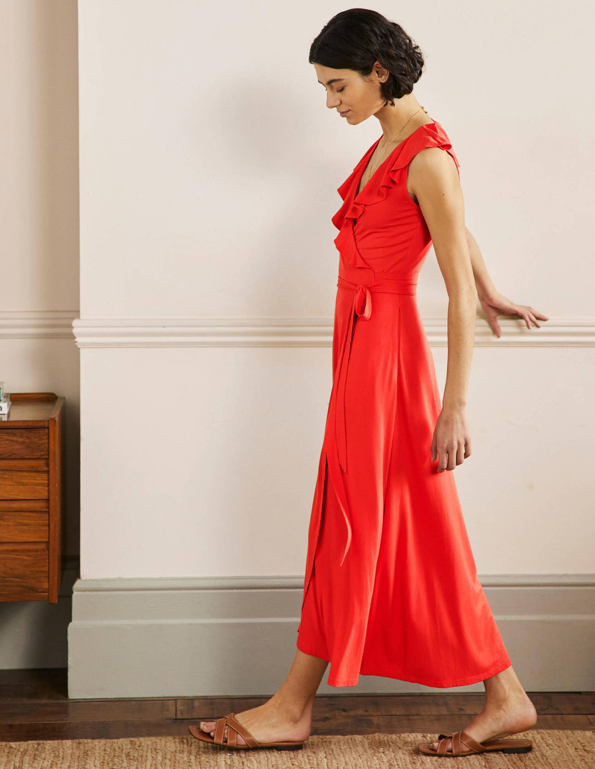 Saskia Maxi-Wickelkleid aus Jersey-Kirschrot - Image 4