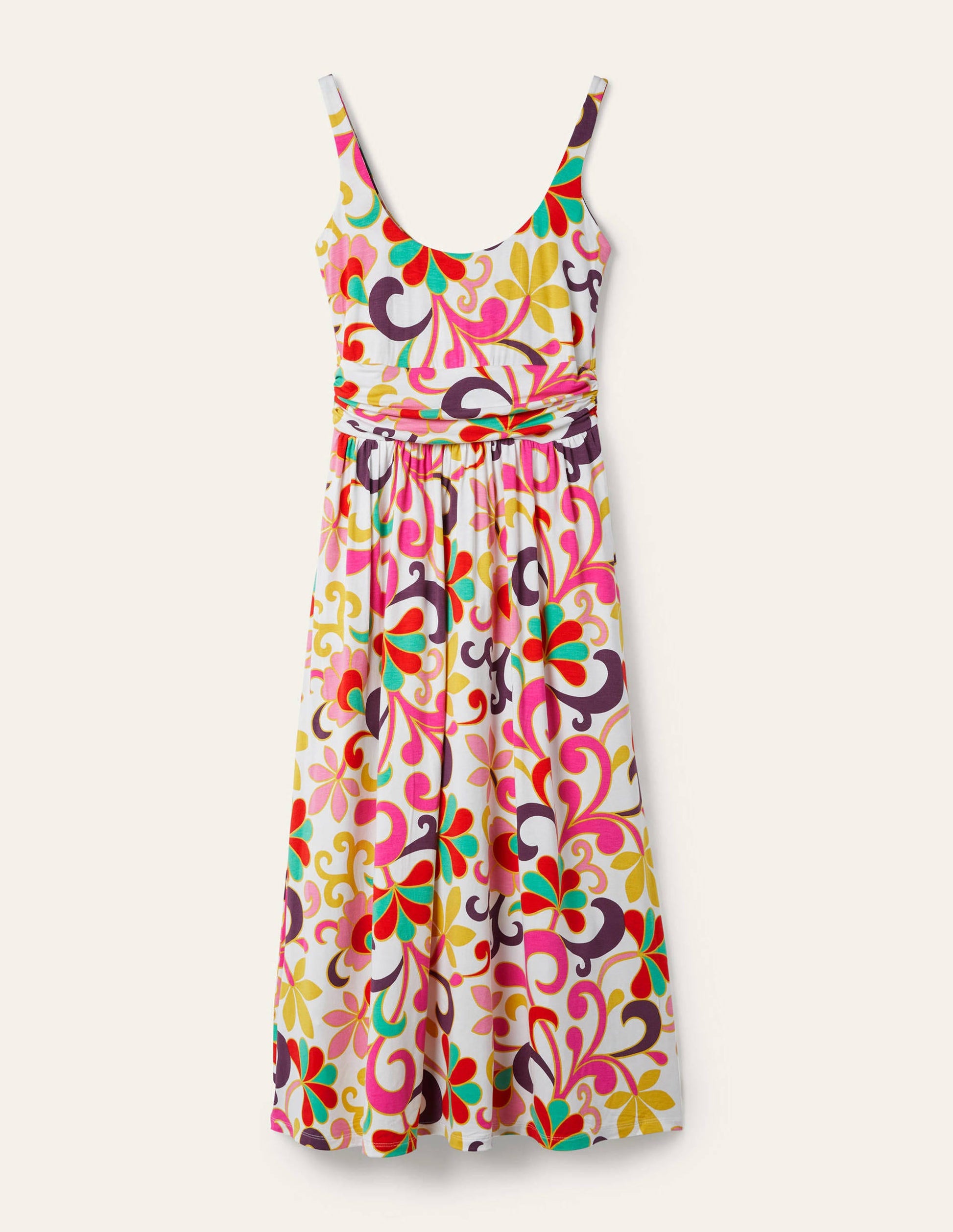 Robe midi col U en jersey-Multi, motif Abstract Petal-8