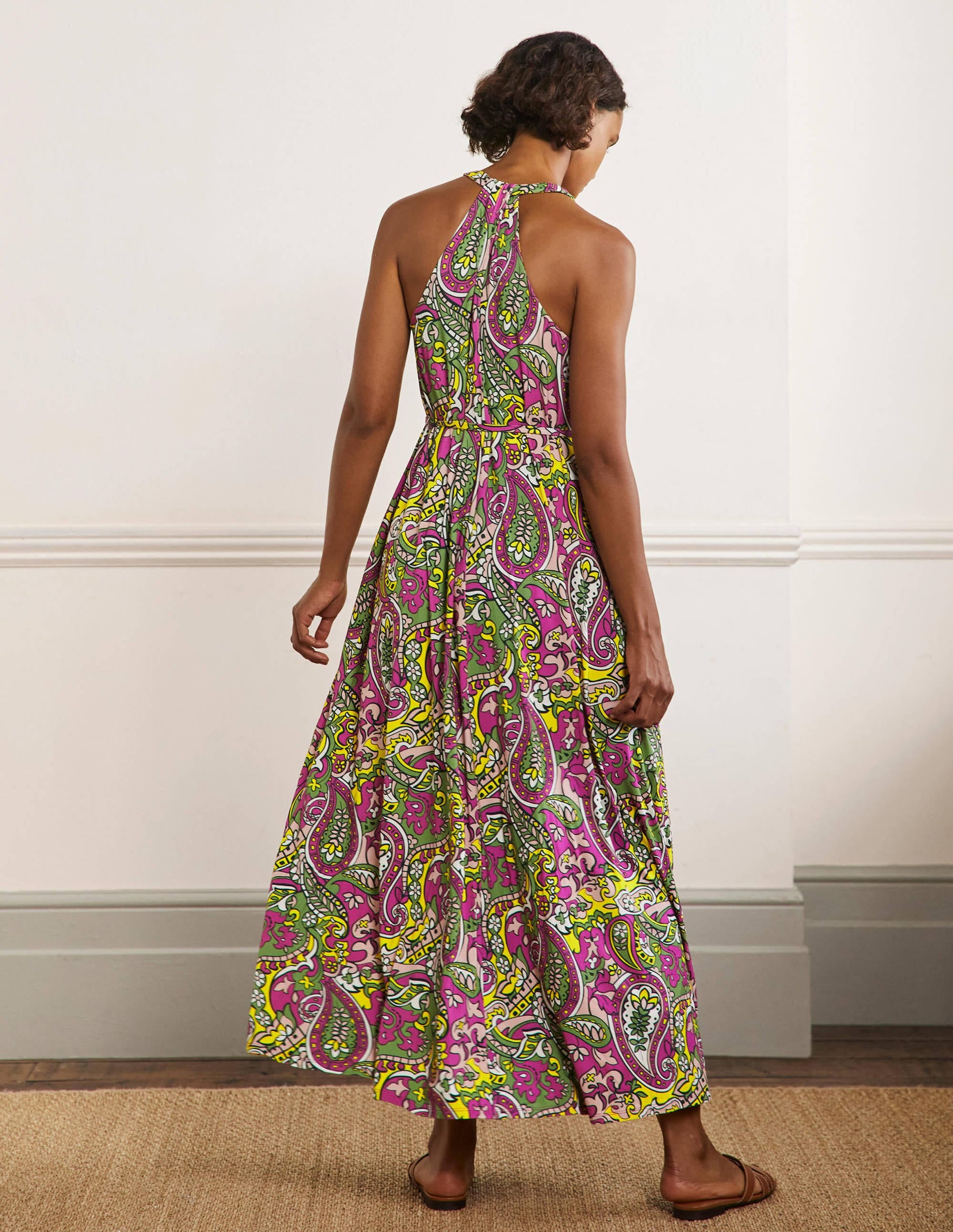 Jersey-Maxikleid mit V-Ausschnitt-Bunt, Paisleymuster - Image 3
