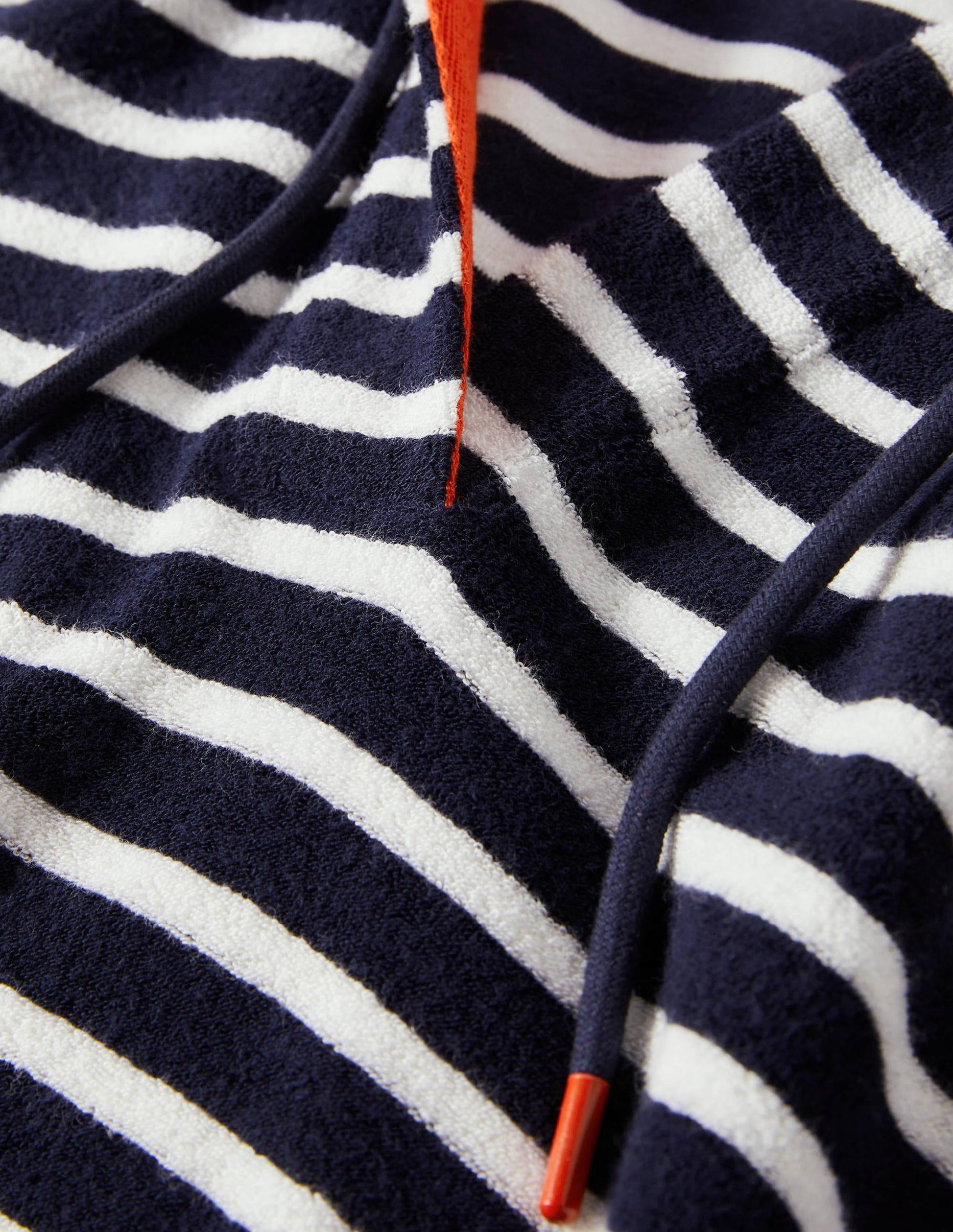 Robe à capuche Erica en éponge-Rayé bleu marine foncé et ivoire-6
