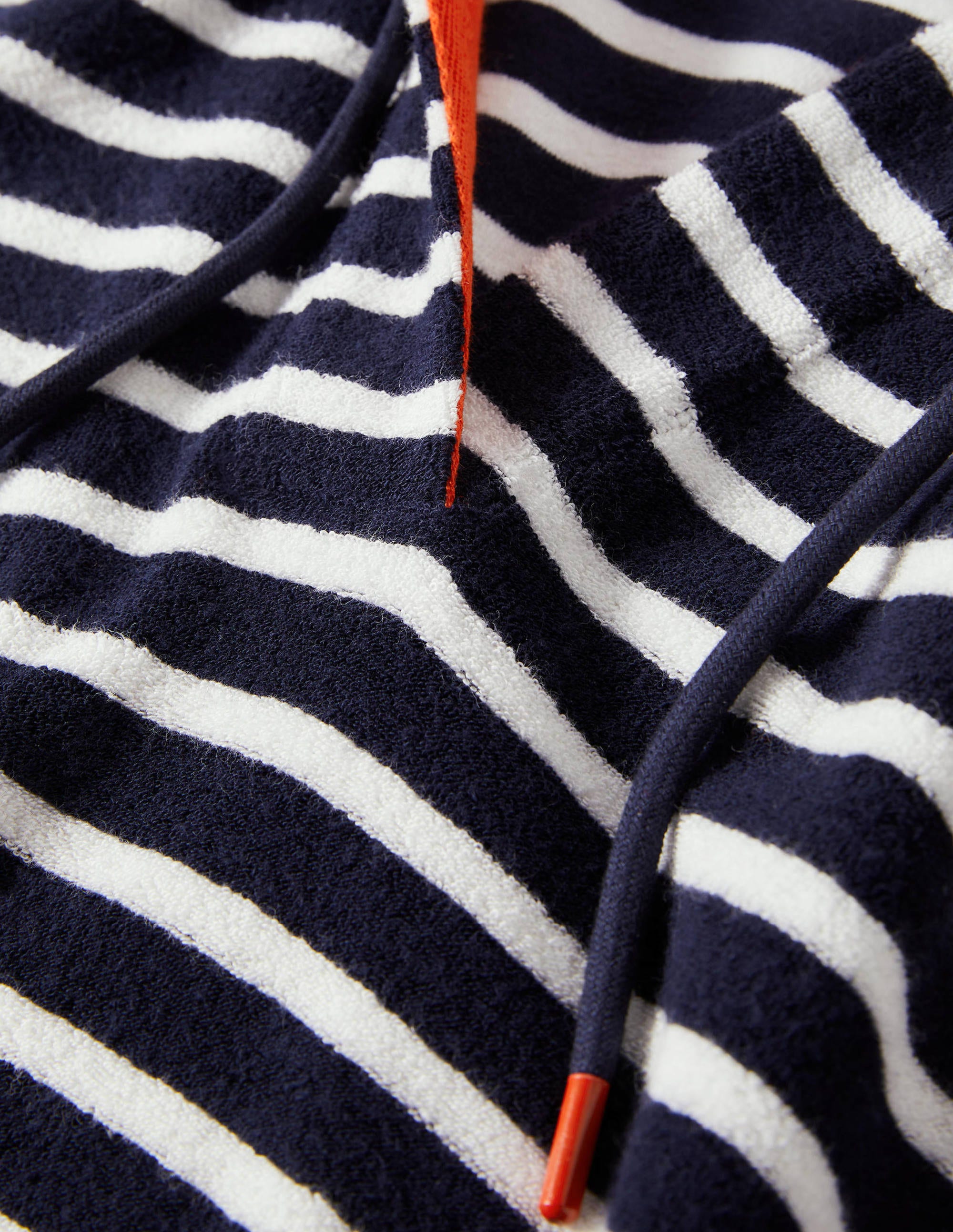 Robe à capuche Erica en éponge-Rayé bleu marine foncé et ivoire - Image 6