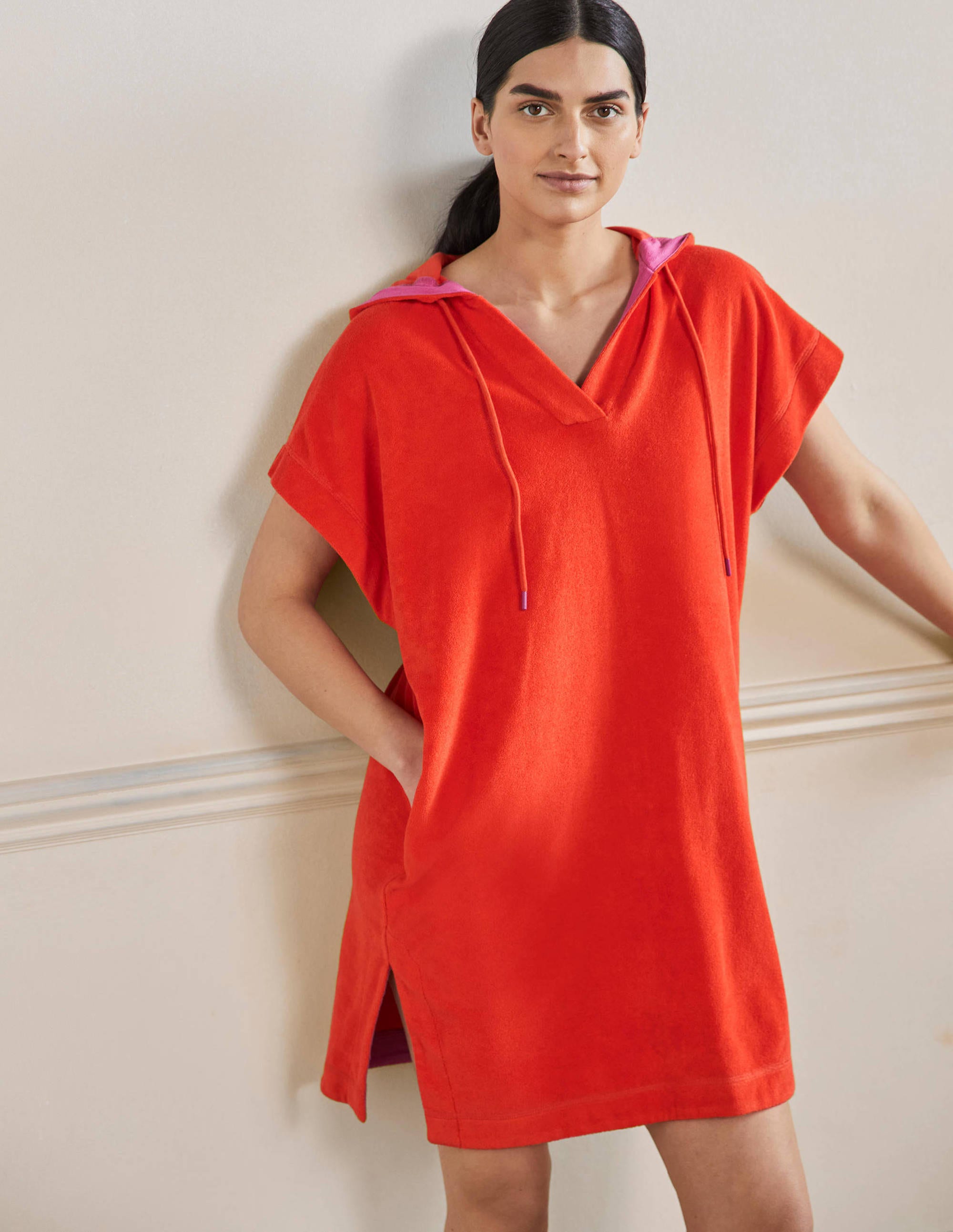 Robe à capuche Erica en éponge-Papaye - Image 1