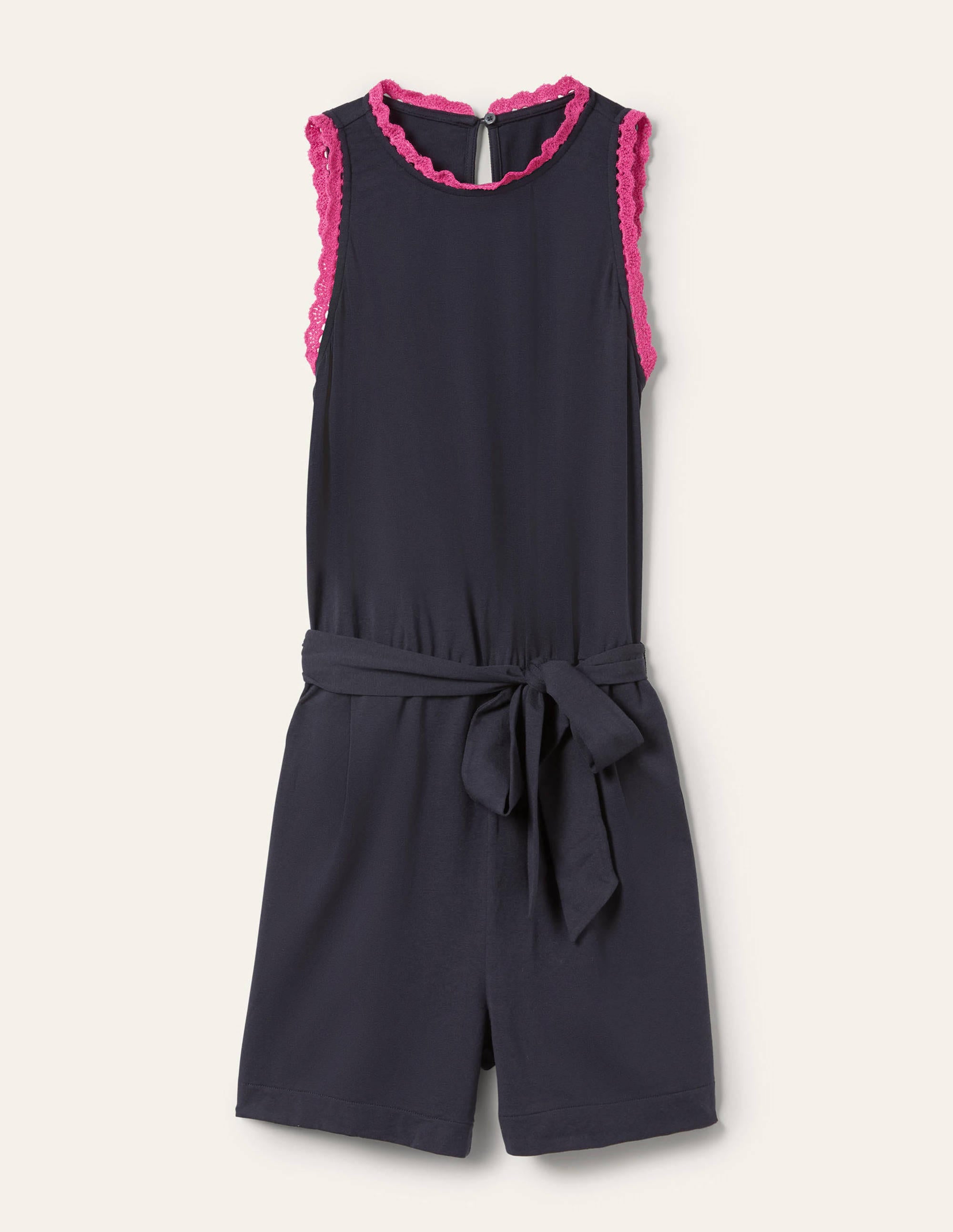 Combishort en jersey et crochet-Bleu marine - Image 6