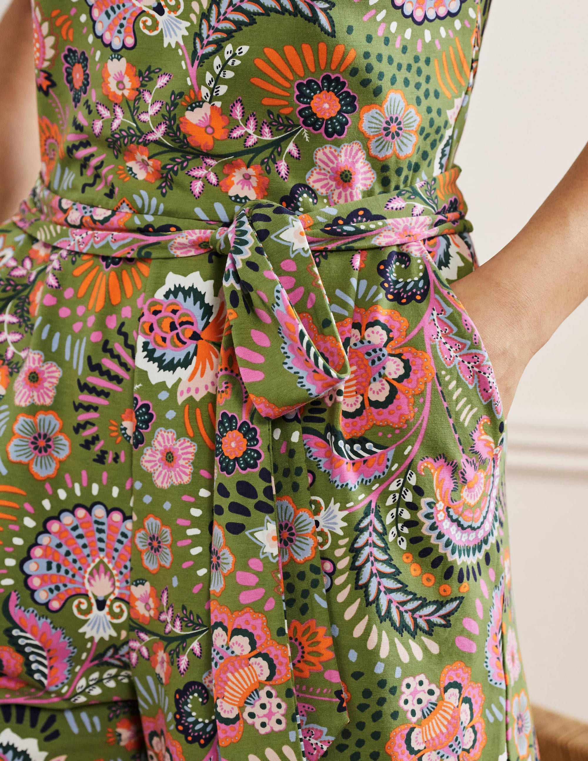 Combishort en jersey à col volanté-Petit pois, motif Decorative Meadow - Image 5