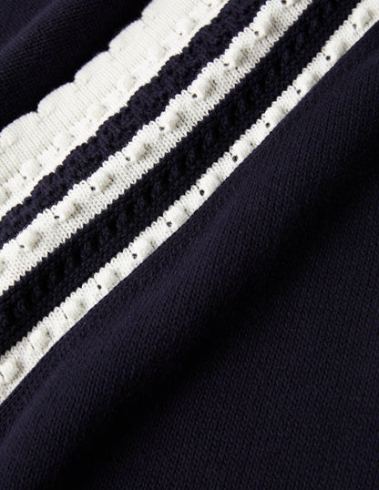 Midi-Strickkleid mit Zierborte-Marineblau-6