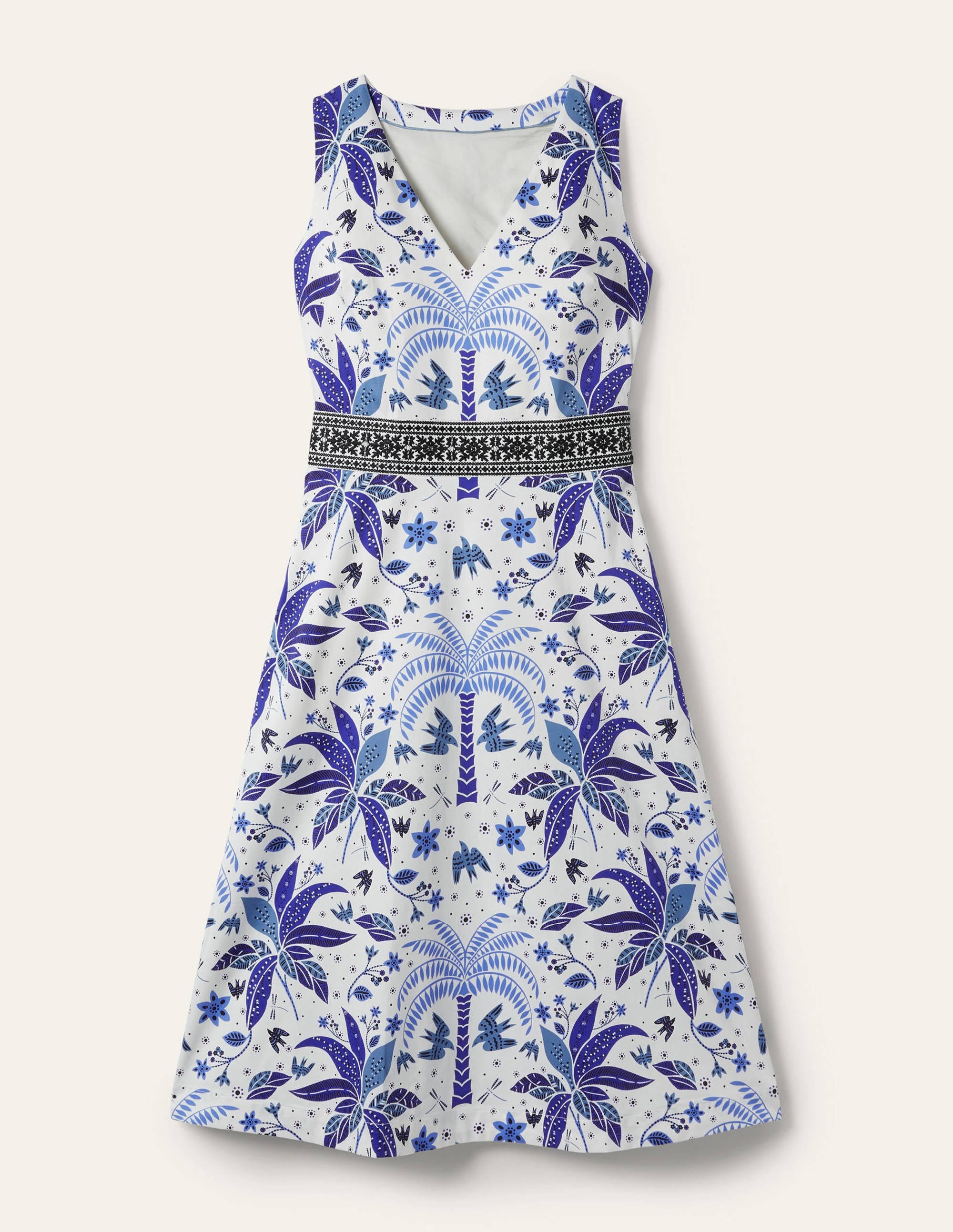 Robe midi brodée à la taille-Océan Atlantique, motif Oriental Palm - Image 6