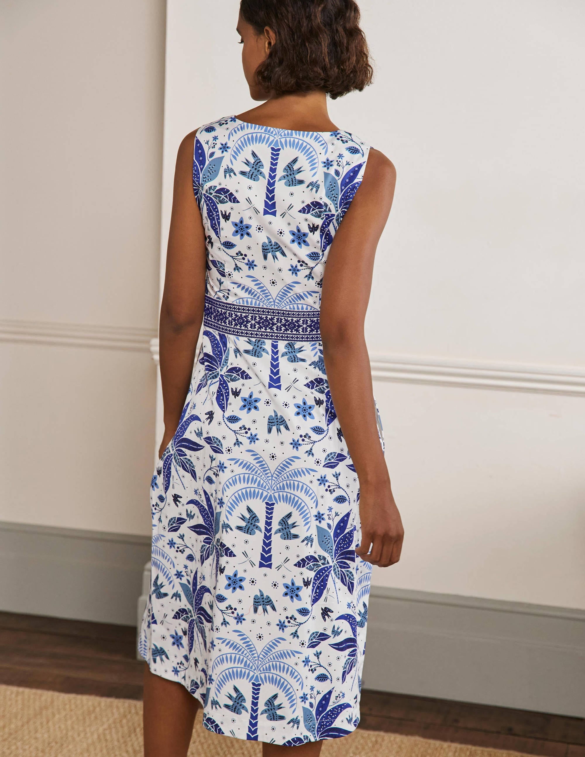 Robe midi brodée à la taille-Océan Atlantique, motif Oriental Palm - Image 3