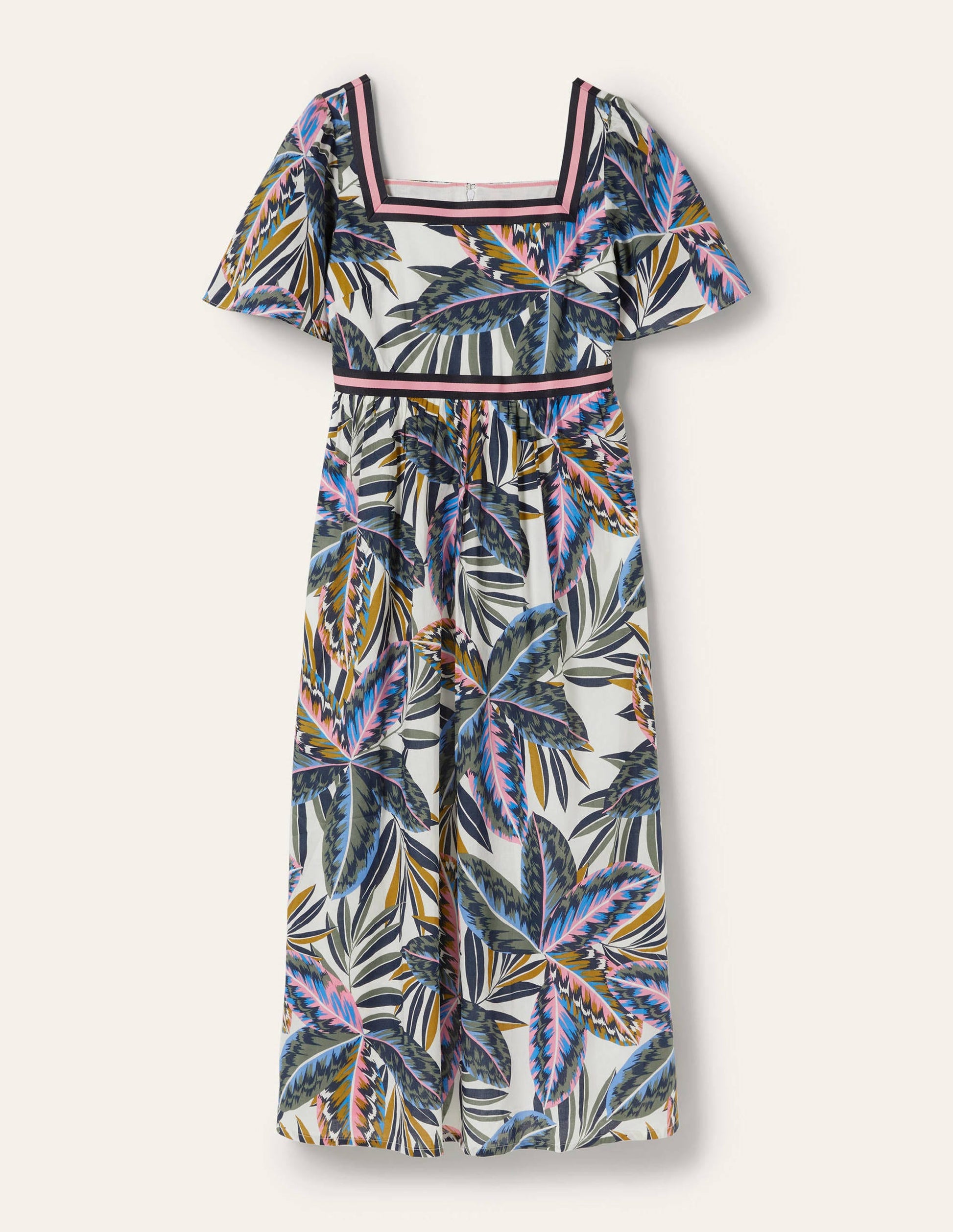 Robe longue rayée-Multi, motif Exotic Leaves-6