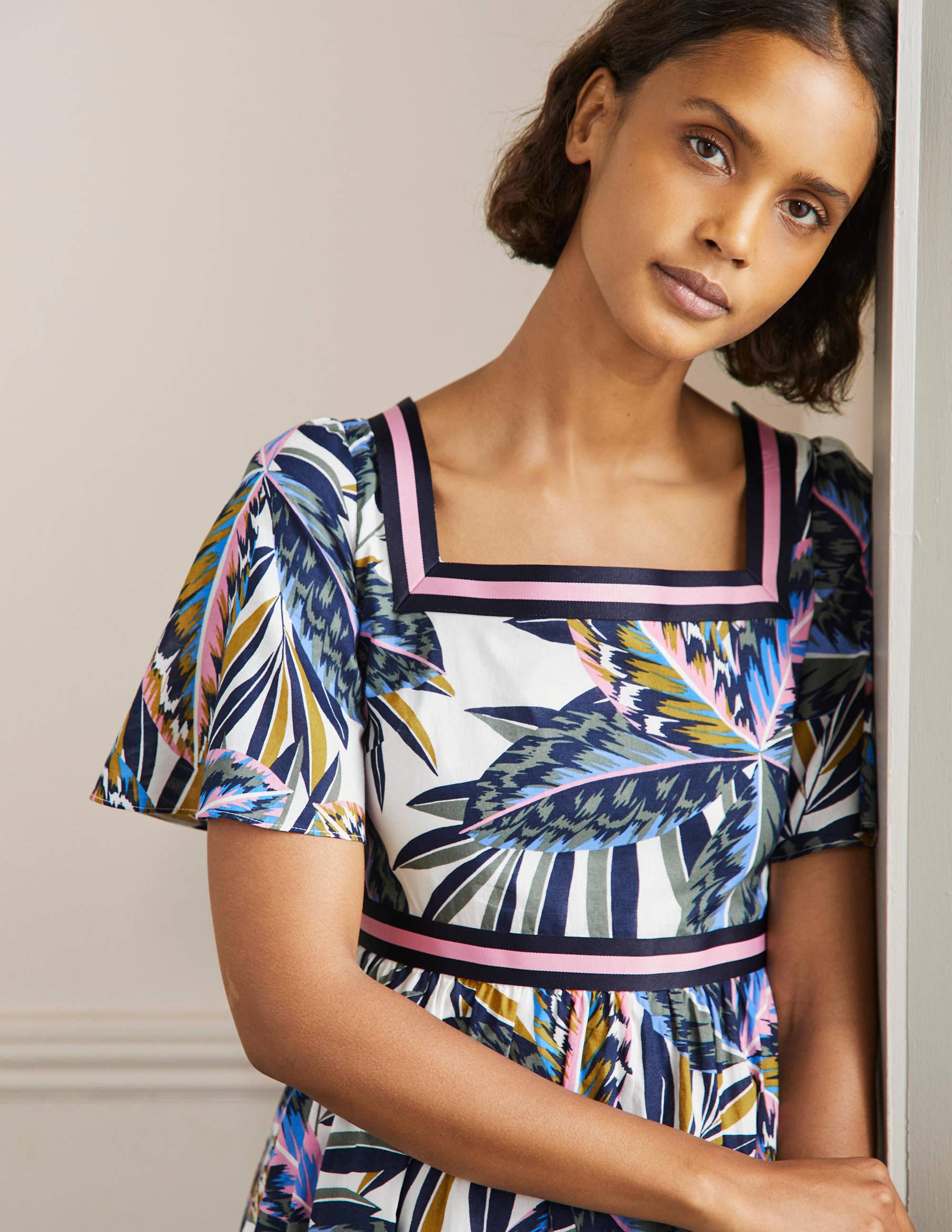 Robe longue rayée-Multi, motif Exotic Leaves - Image 2