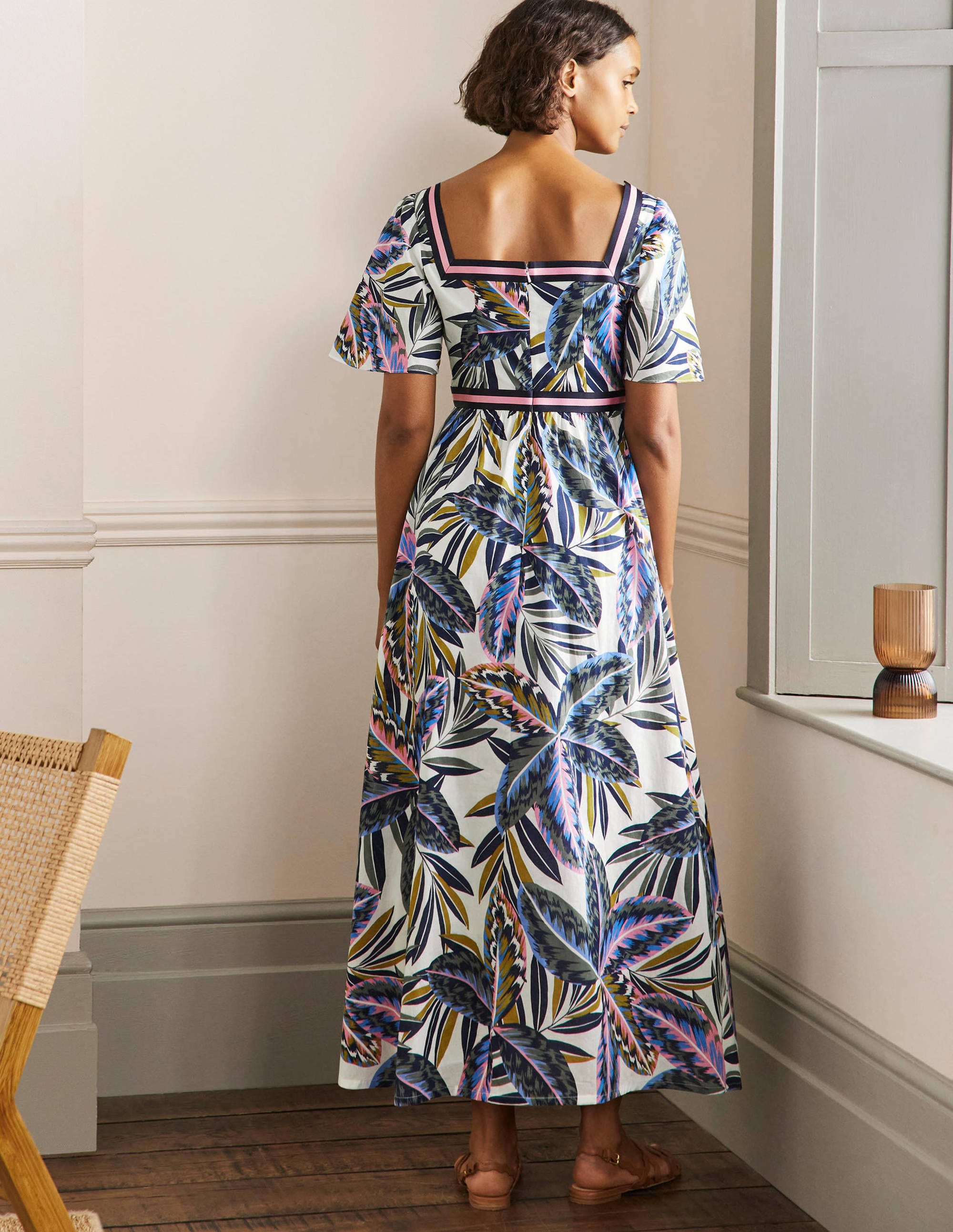 Robe longue rayée-Multi, motif Exotic Leaves - Image 3