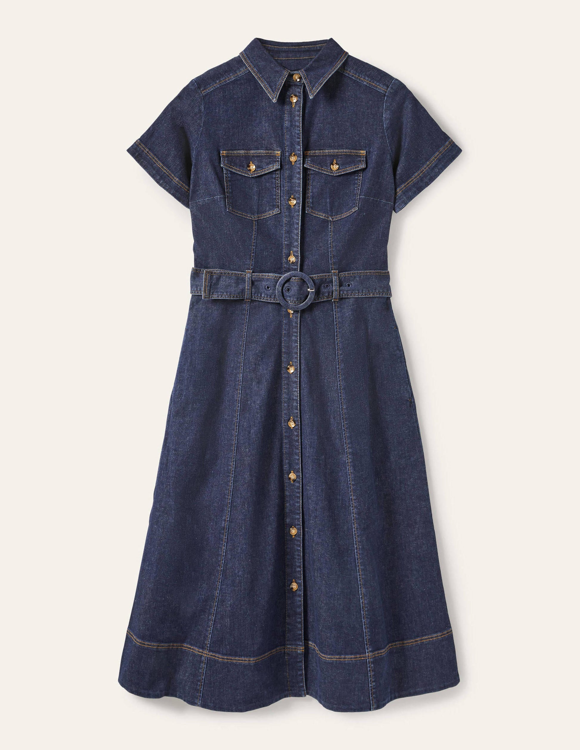 Belted Midi Shirt Dress-Mid Vintage-6