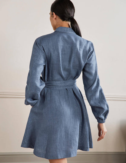 Ausgestelltes Mini-Hemdblusenkleid-Mittlerer Faux-Uni