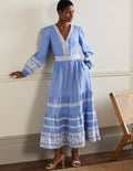 Nadia Embroidered Maxi Dress-Chambray
