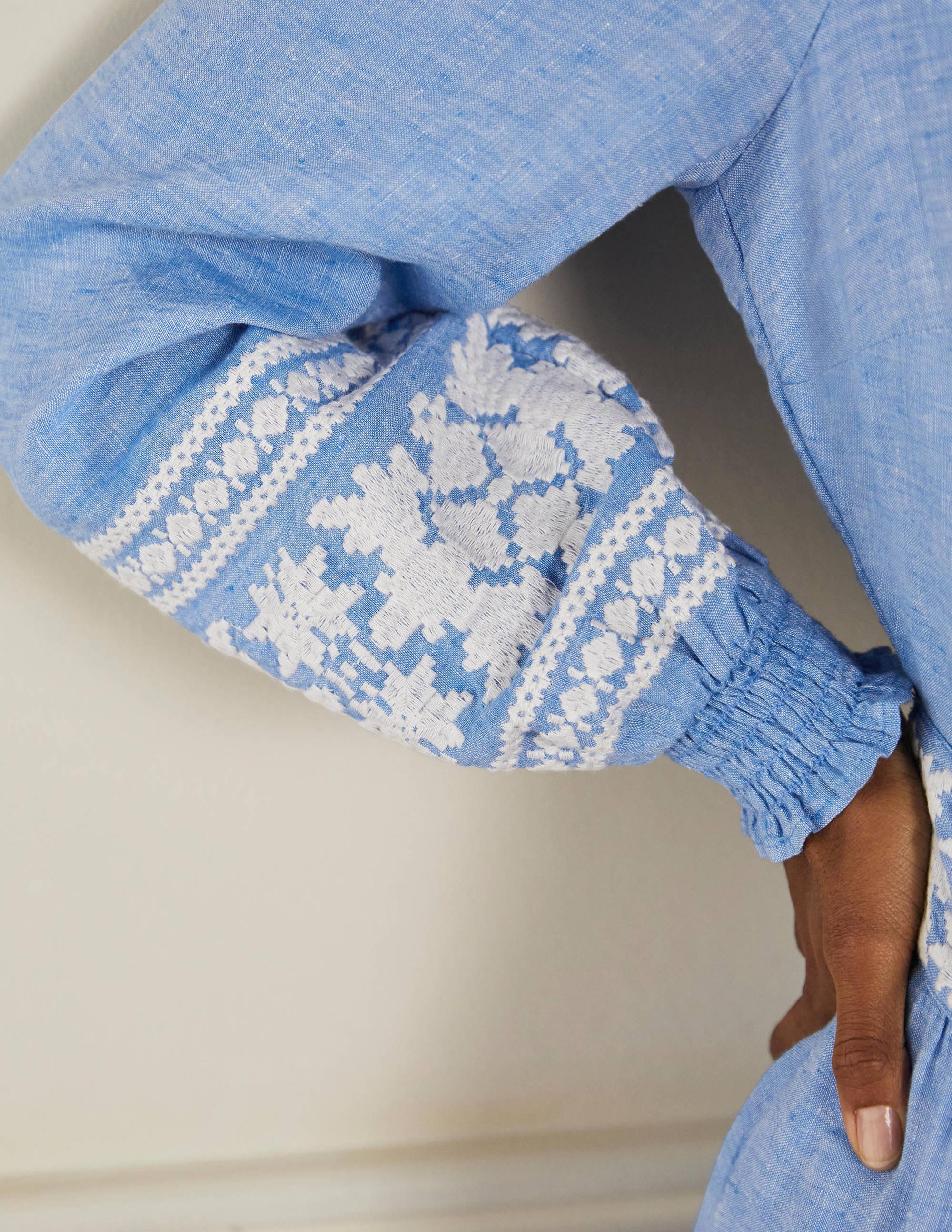 Nadia Embroidered Maxi Dress-Chambray - Image 2