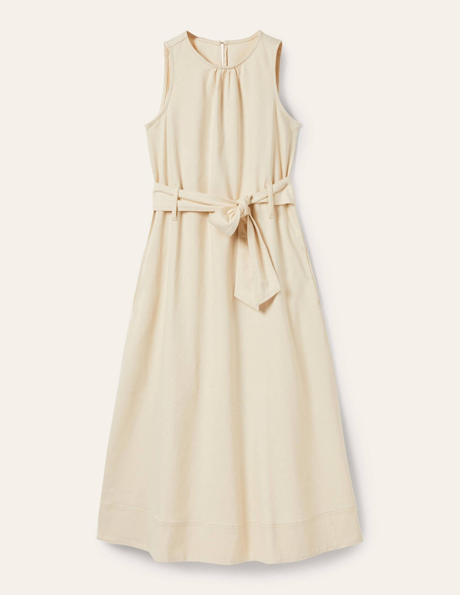 Ärmelloses Midikleid mit Gürtel-Ecru-6