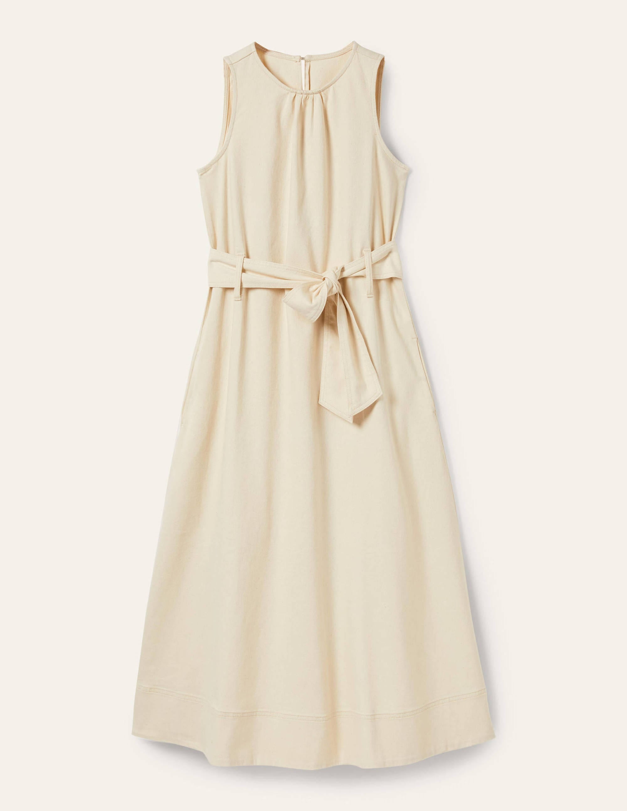Robe midi sans manches à ceinture-Écru - Image 6