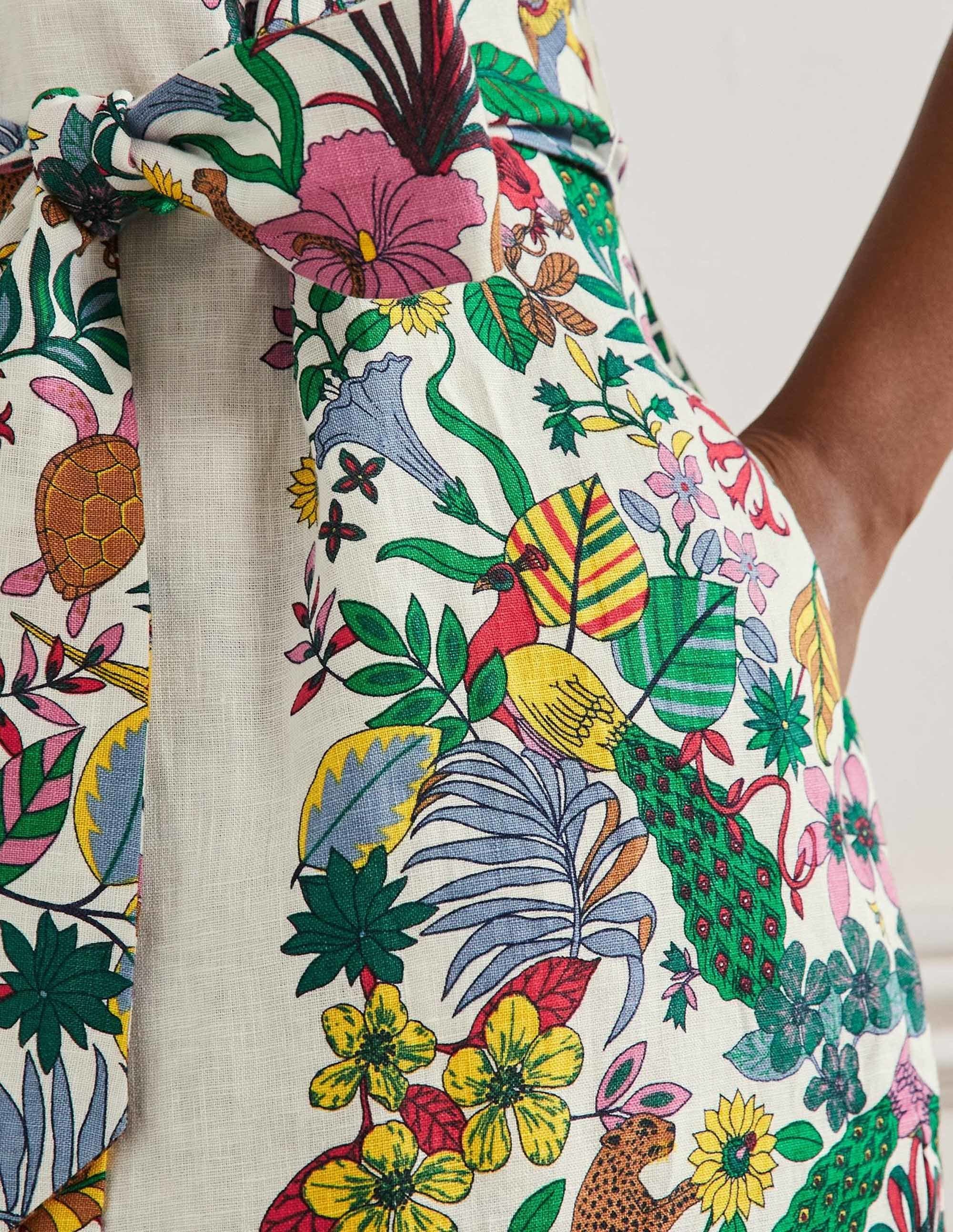 Midikleid aus Leinen mit Puffärmeln-Naturweiß, Exotisches Paradies - Image 7