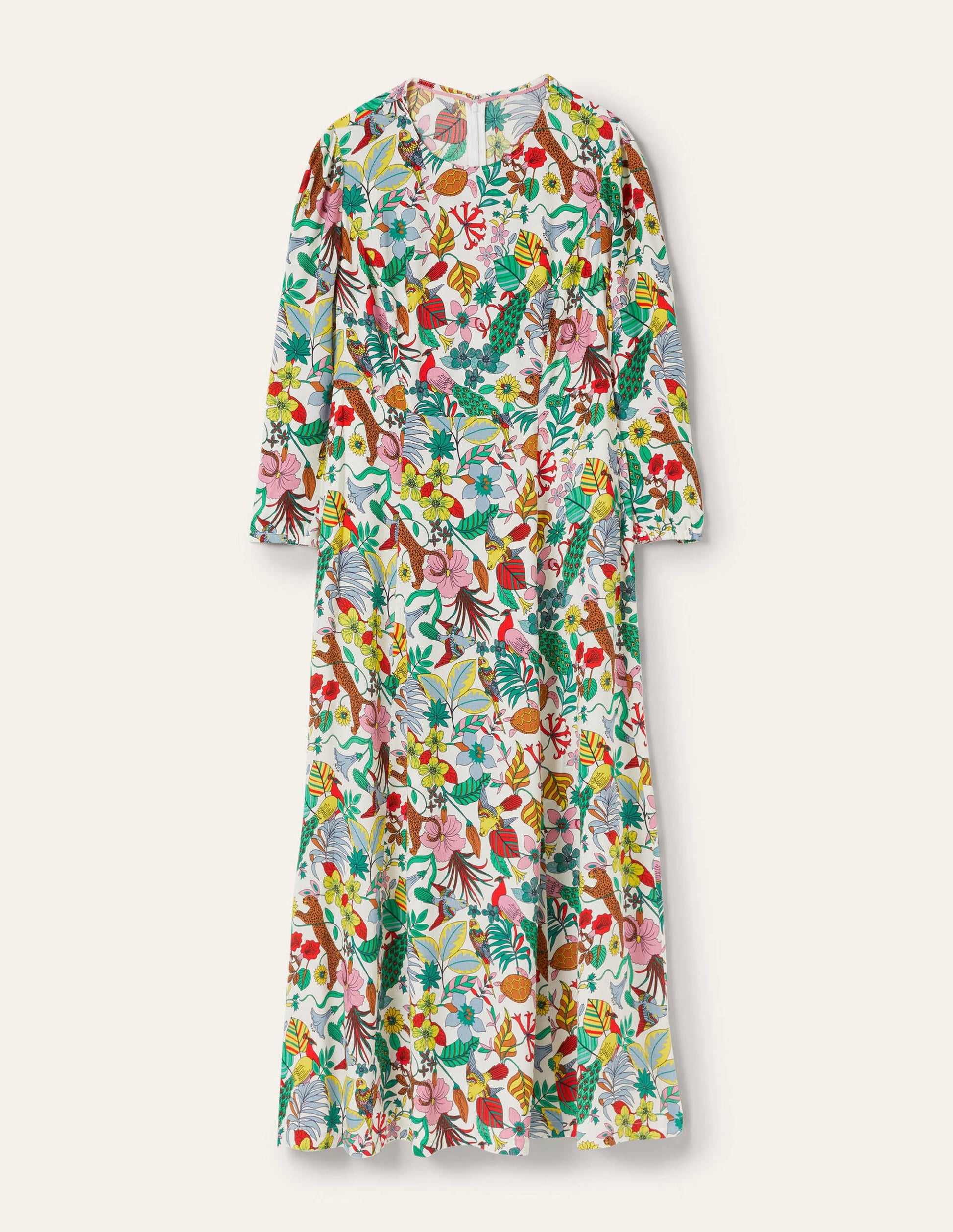 Robe longue à col rond-Multi, motif Exotic Paradise-9