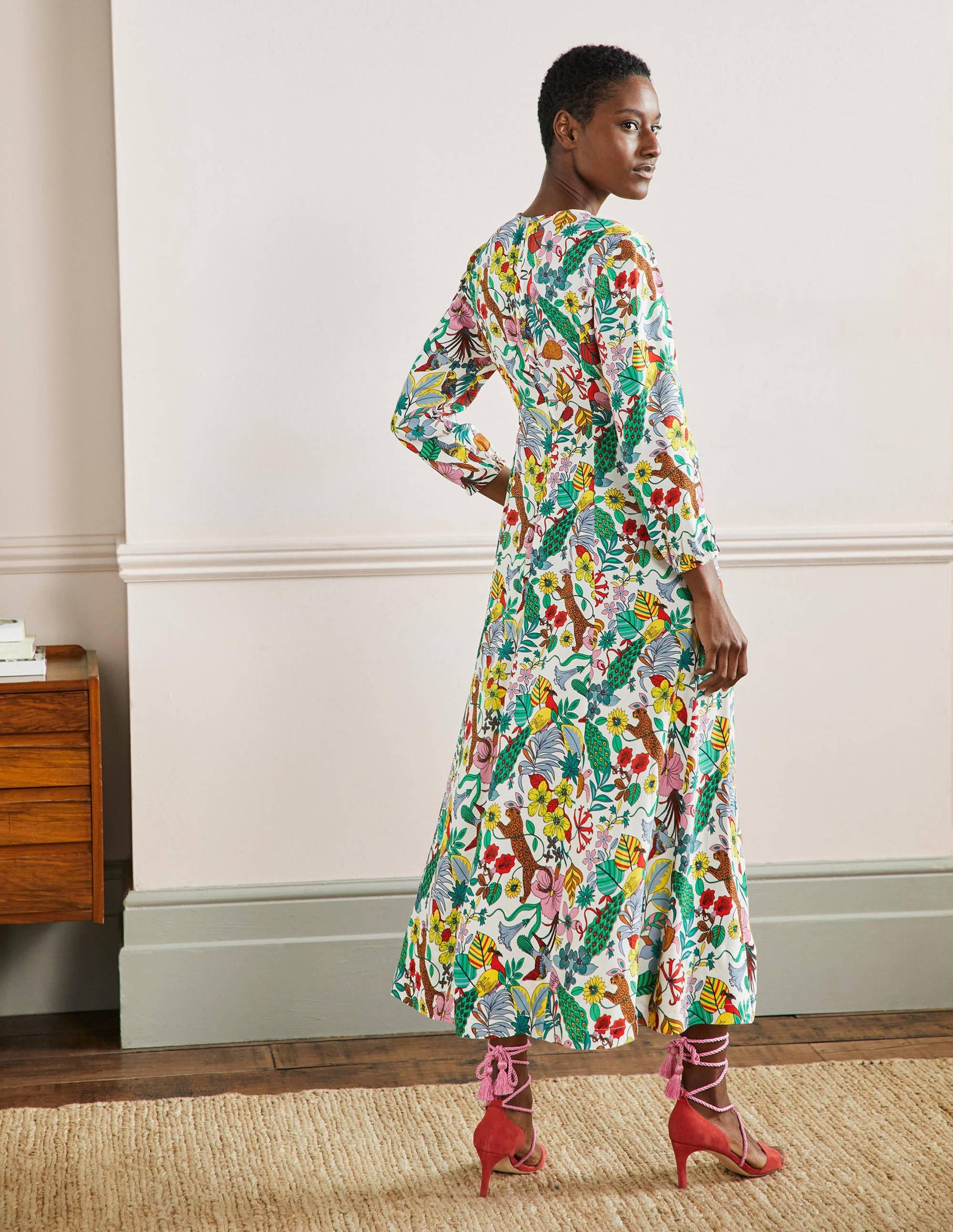 Robe longue à col rond-Multi, motif Exotic Paradise-3