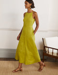 Robe midi dos-nu en lin-Carambole