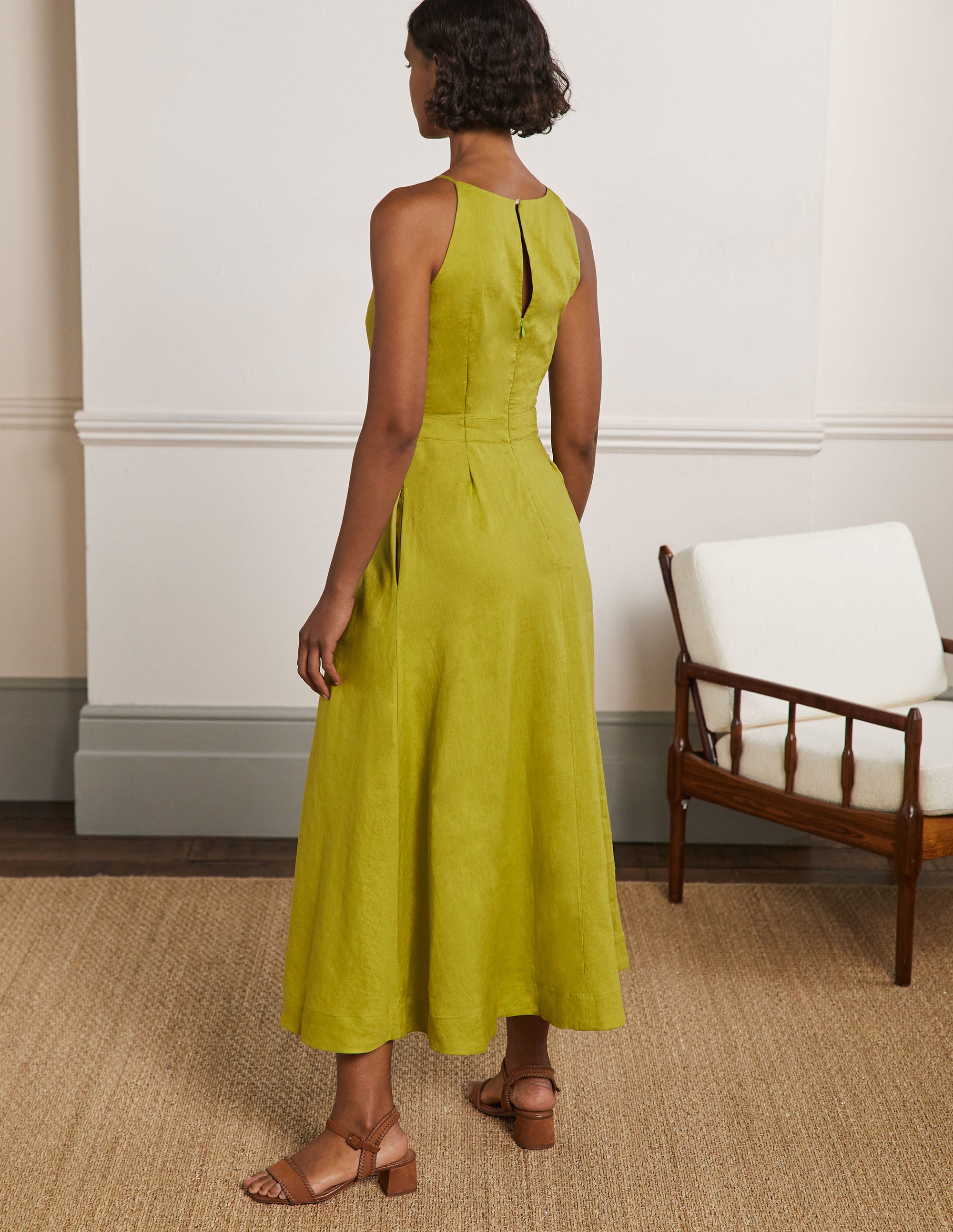 Robe midi dos-nu en lin-Carambole - Image 3
