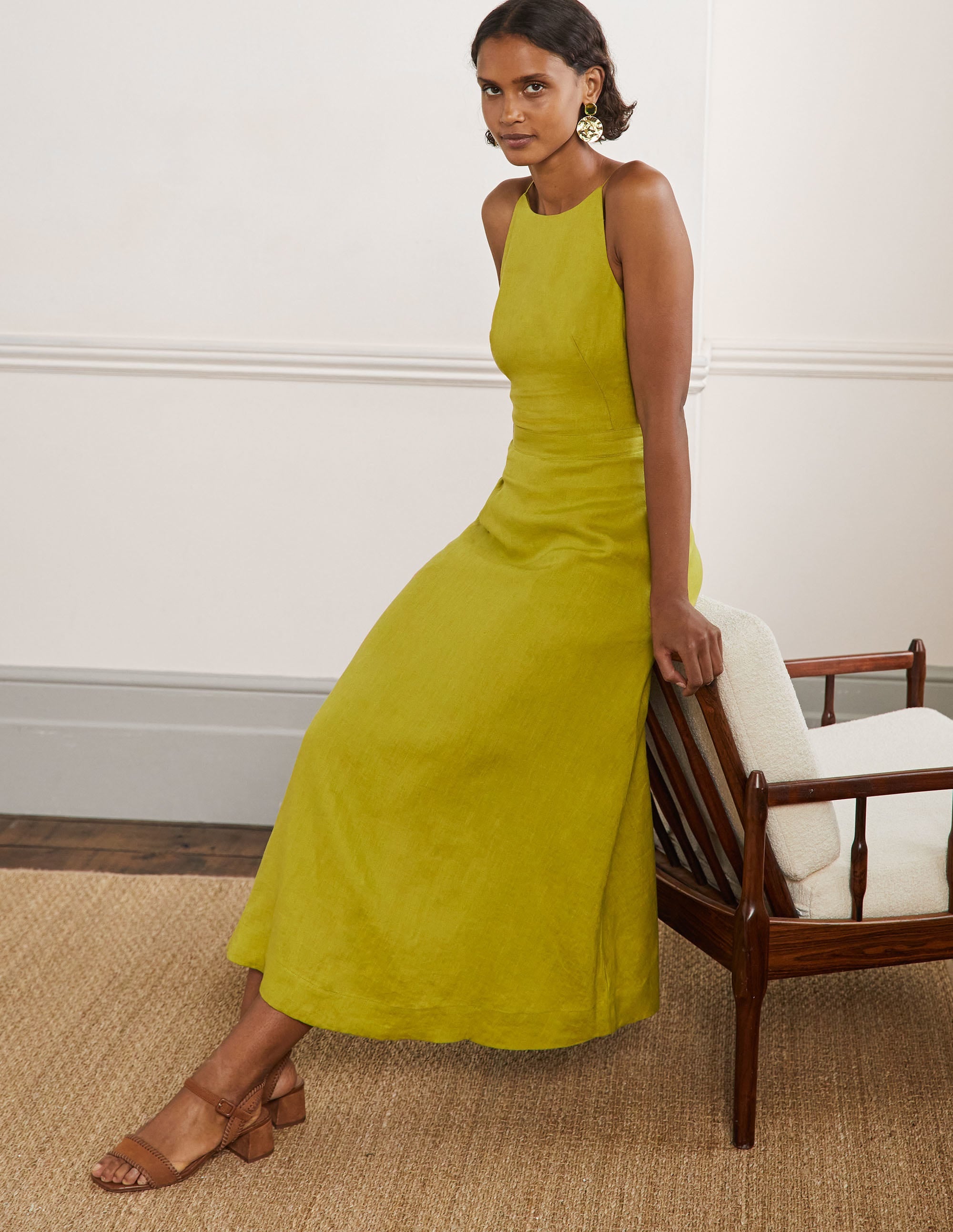 Robe midi dos-nu en lin-Carambole - Image 4