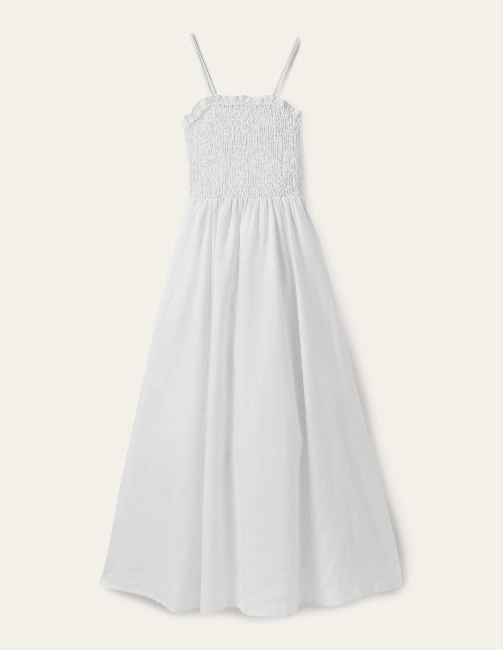 Trägerloses Leinen-Midikleid-Weiß-7