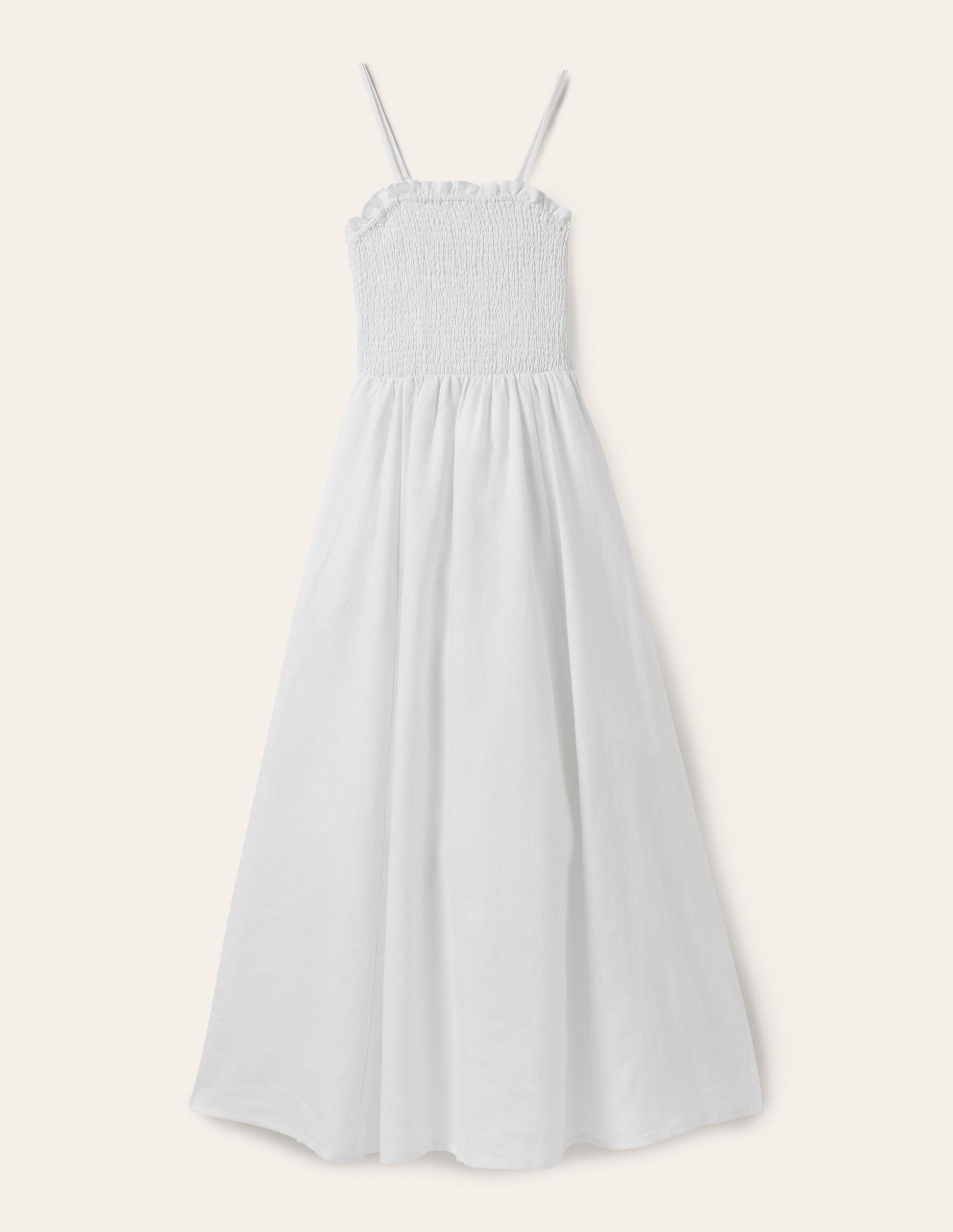 Trägerloses Leinen-Midikleid-Weiß-8