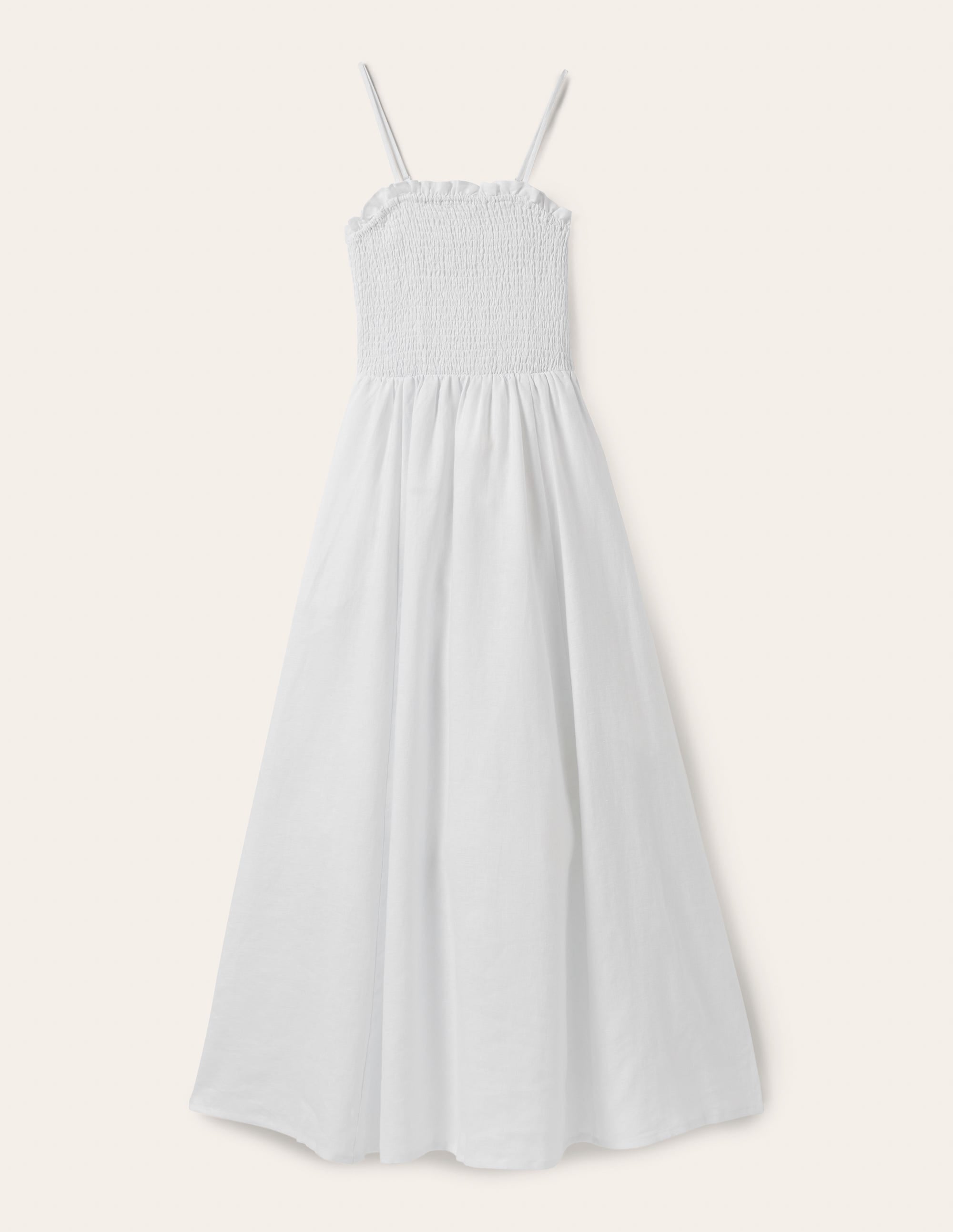 Trägerloses Leinen-Midikleid-Weiß - Image 8