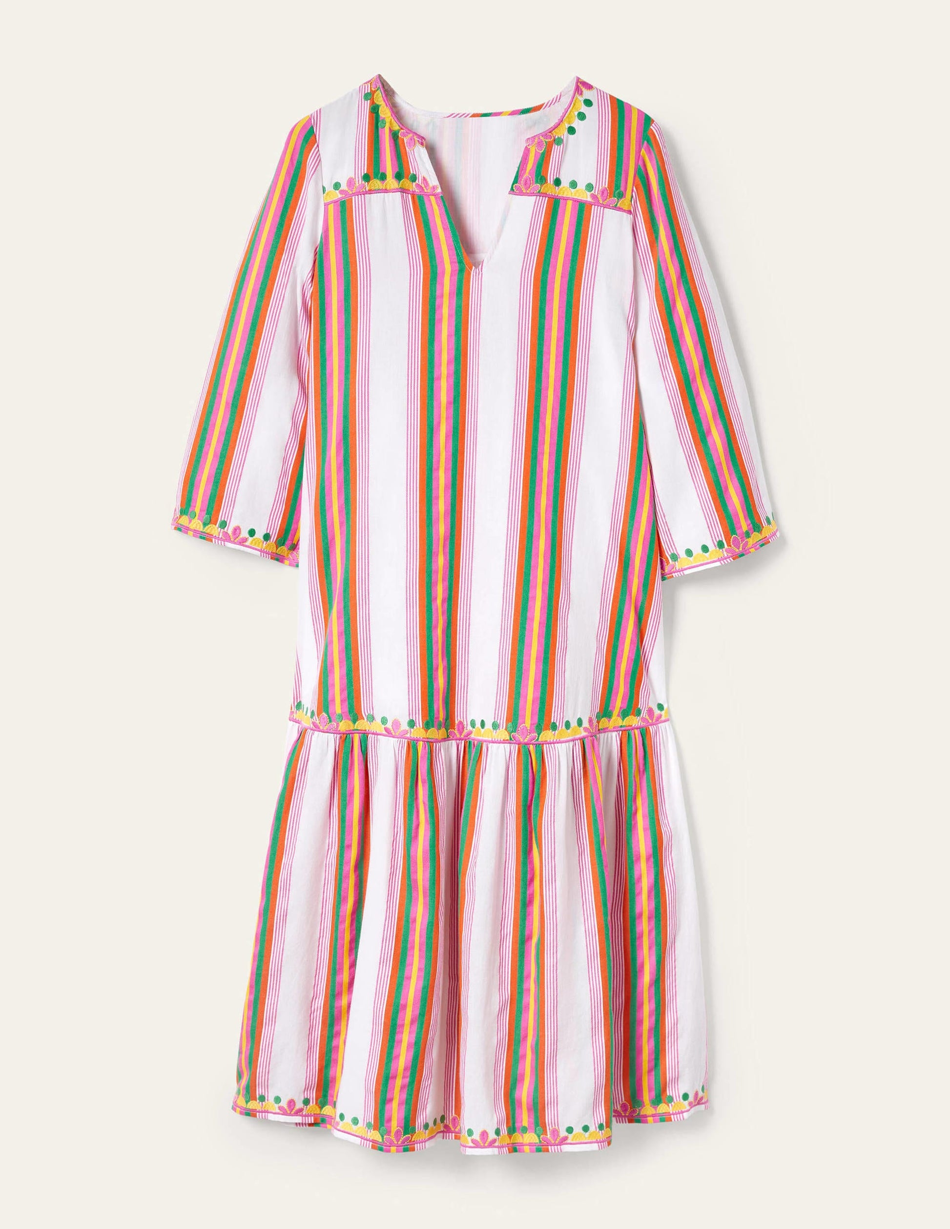 Schlichtes gestuftes Maxikleid-Regenbogenfarben, Gestreift-8
