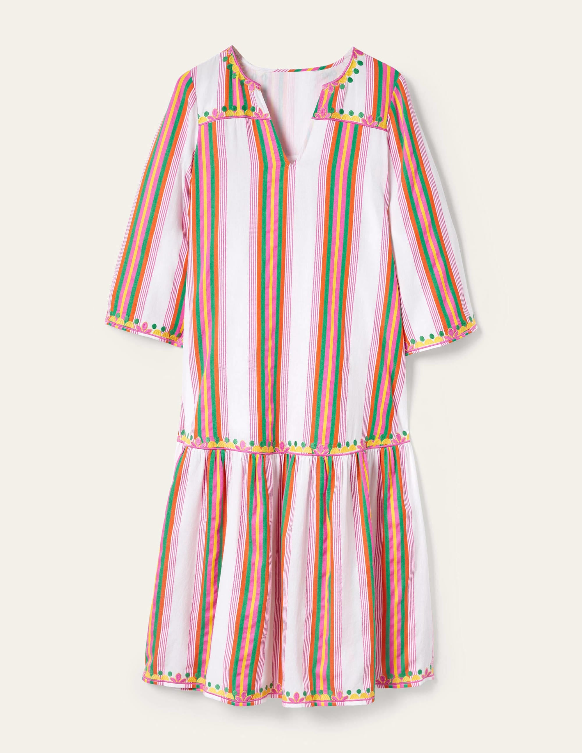 Schlichtes gestuftes Maxikleid-Regenbogenfarben, Gestreift - Image 8