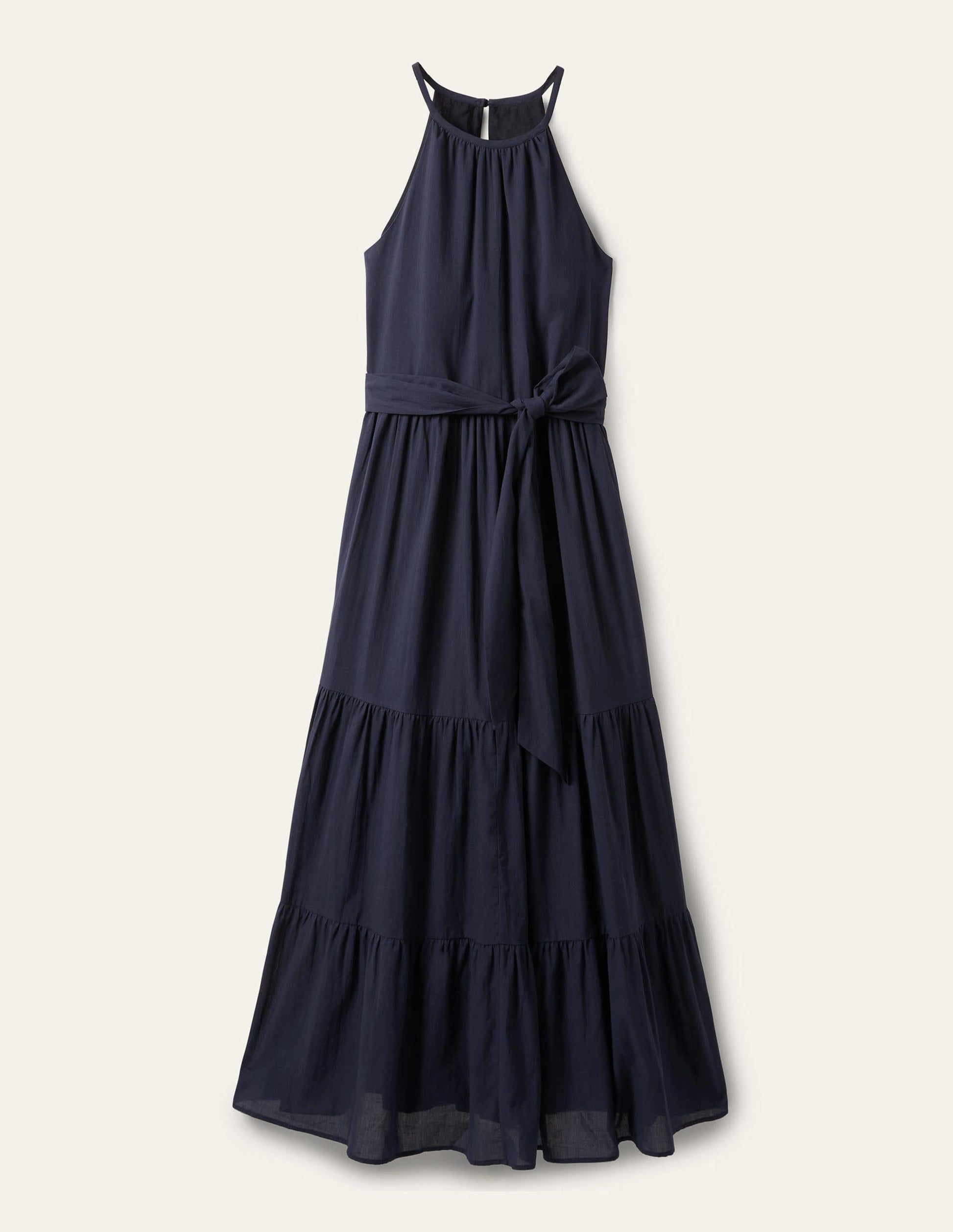 Gestuftes Neckholder-Maxikleid-Marineblau-6
