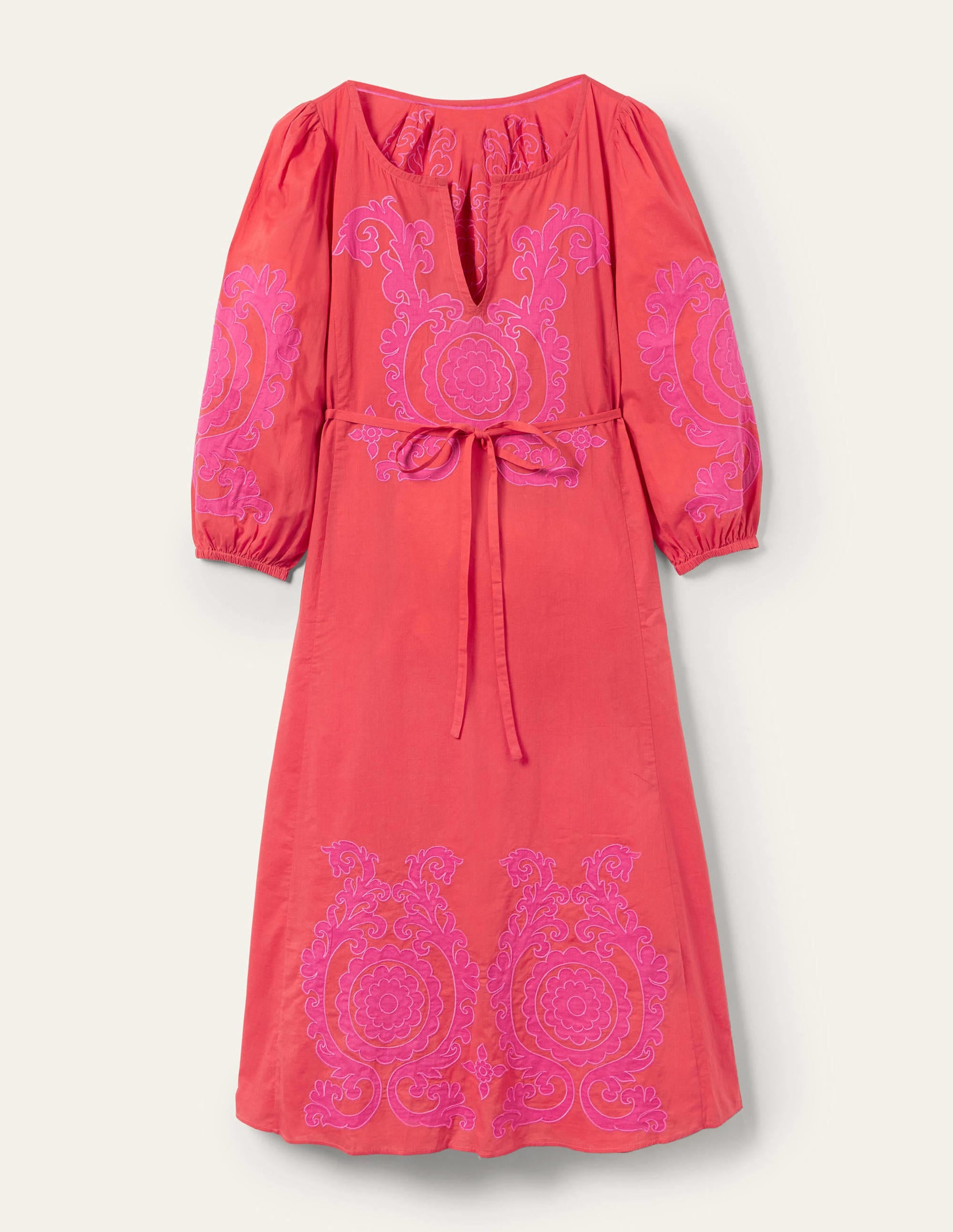 Robe midi à appliqué-Papaye vif - Image 7