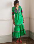 Natalie Embroidered Maxi Dress-Rich Emerald