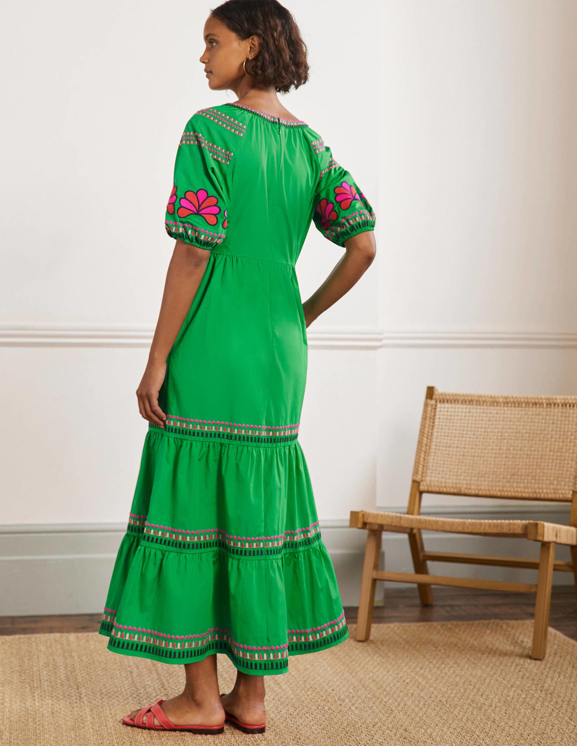 Natalie Embroidered Maxi Dress-Rich Emerald - Image 3