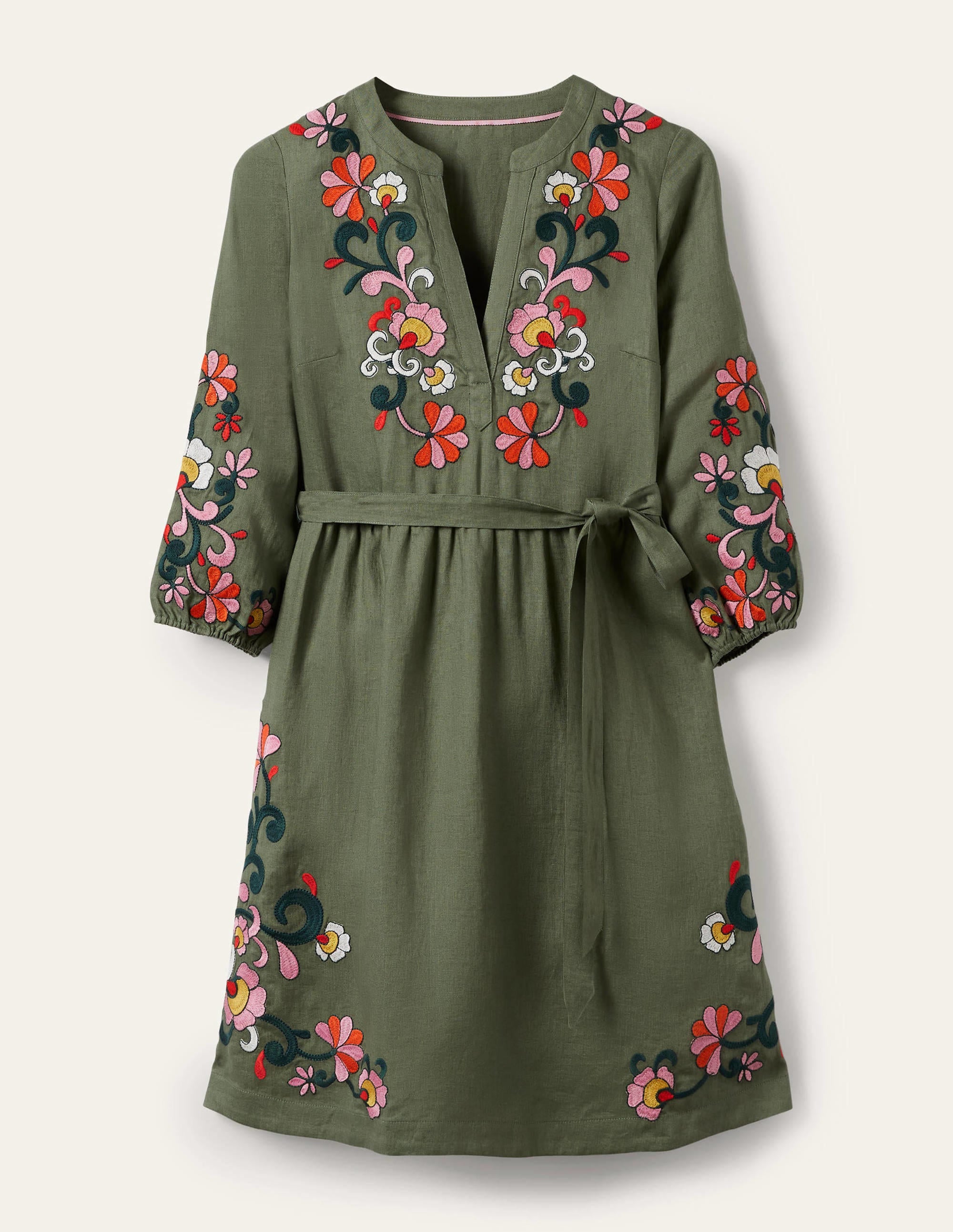 Robe brodée en lin-Aulne - Image 5