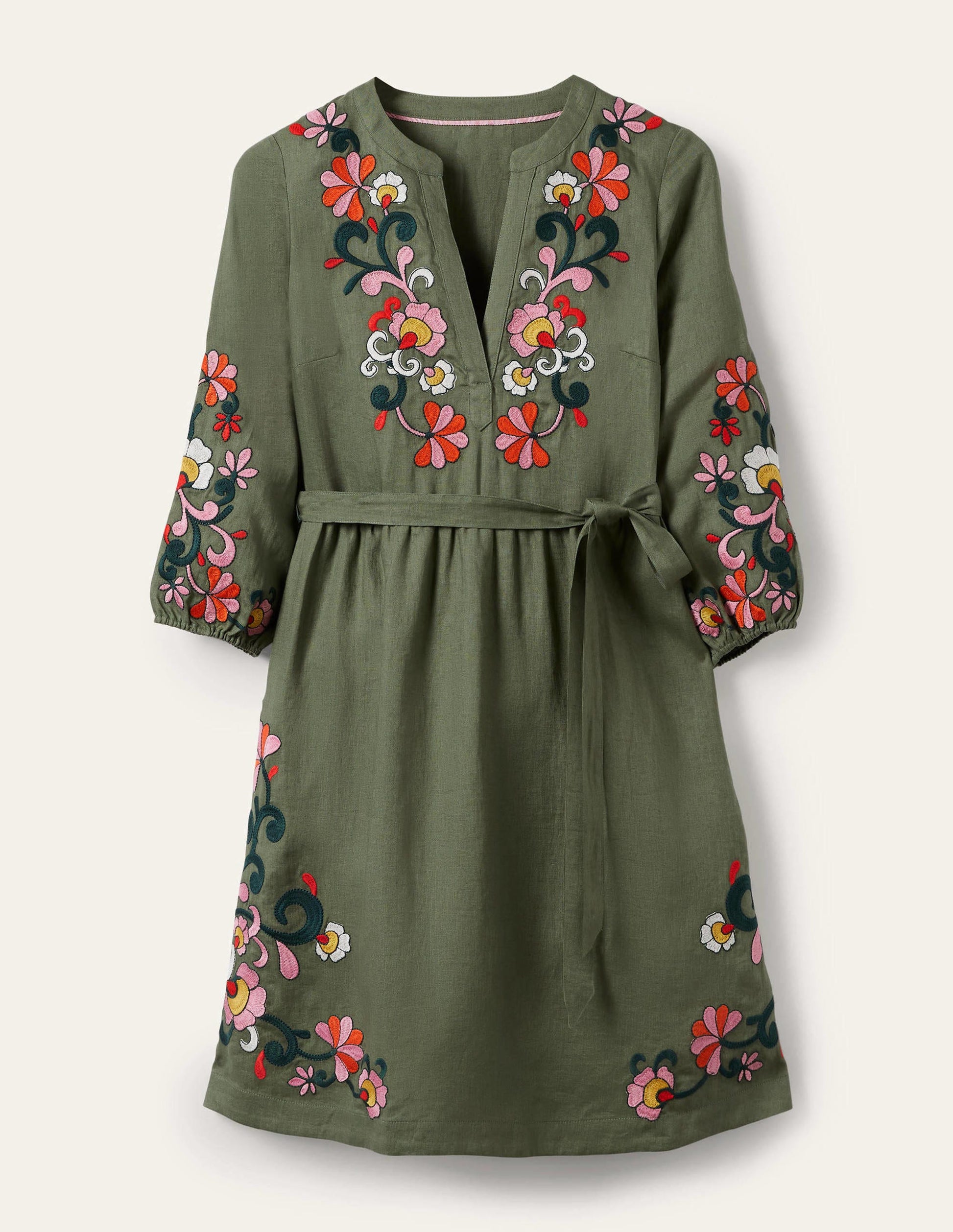 Robe brodée en lin-Aulne-6